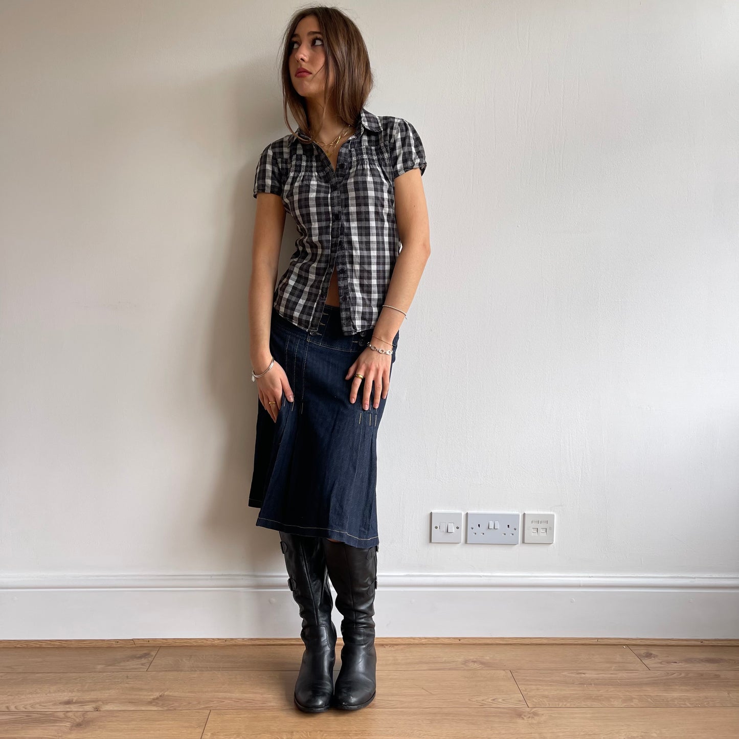 Black check shirt - Size S