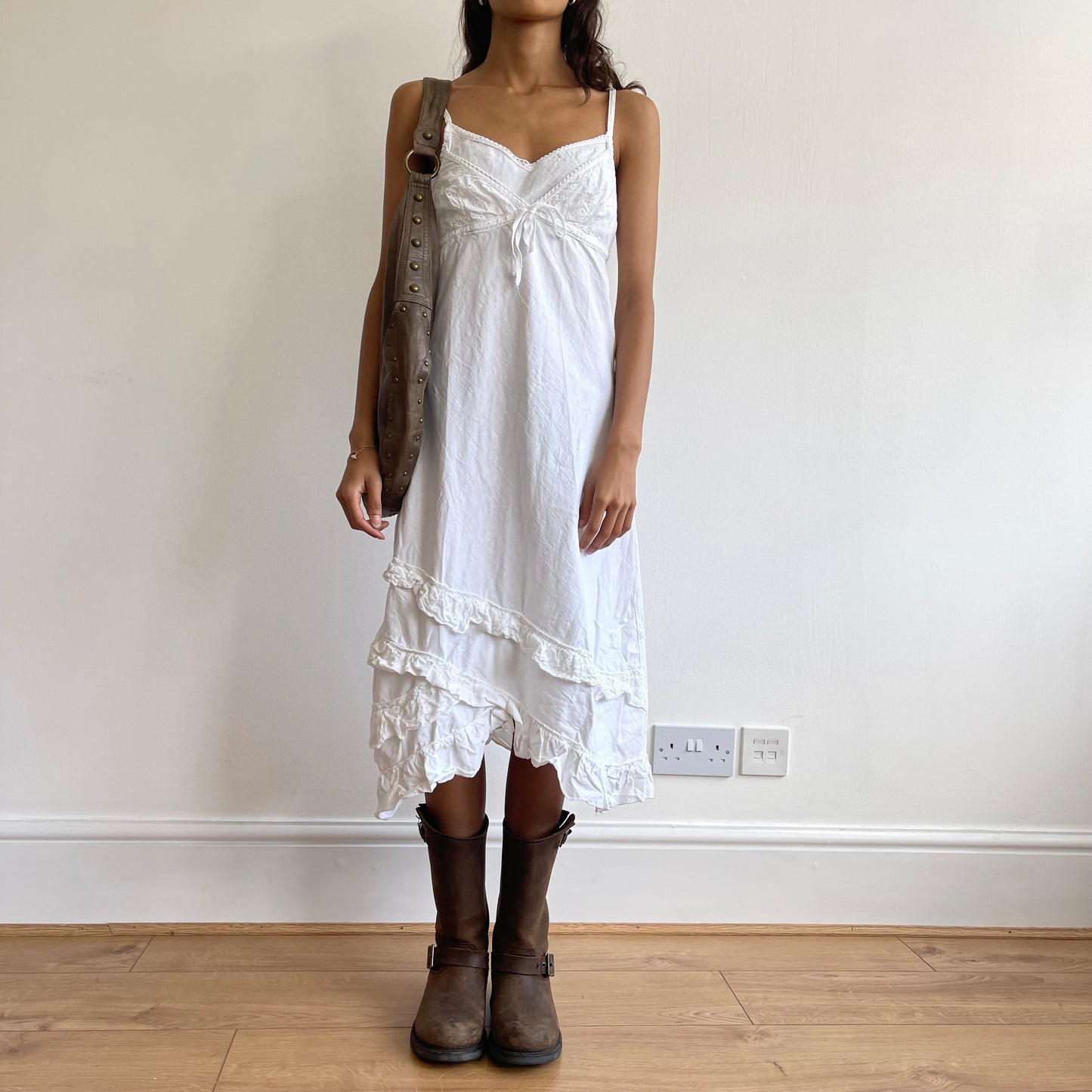 White broderie midi dress - Size S