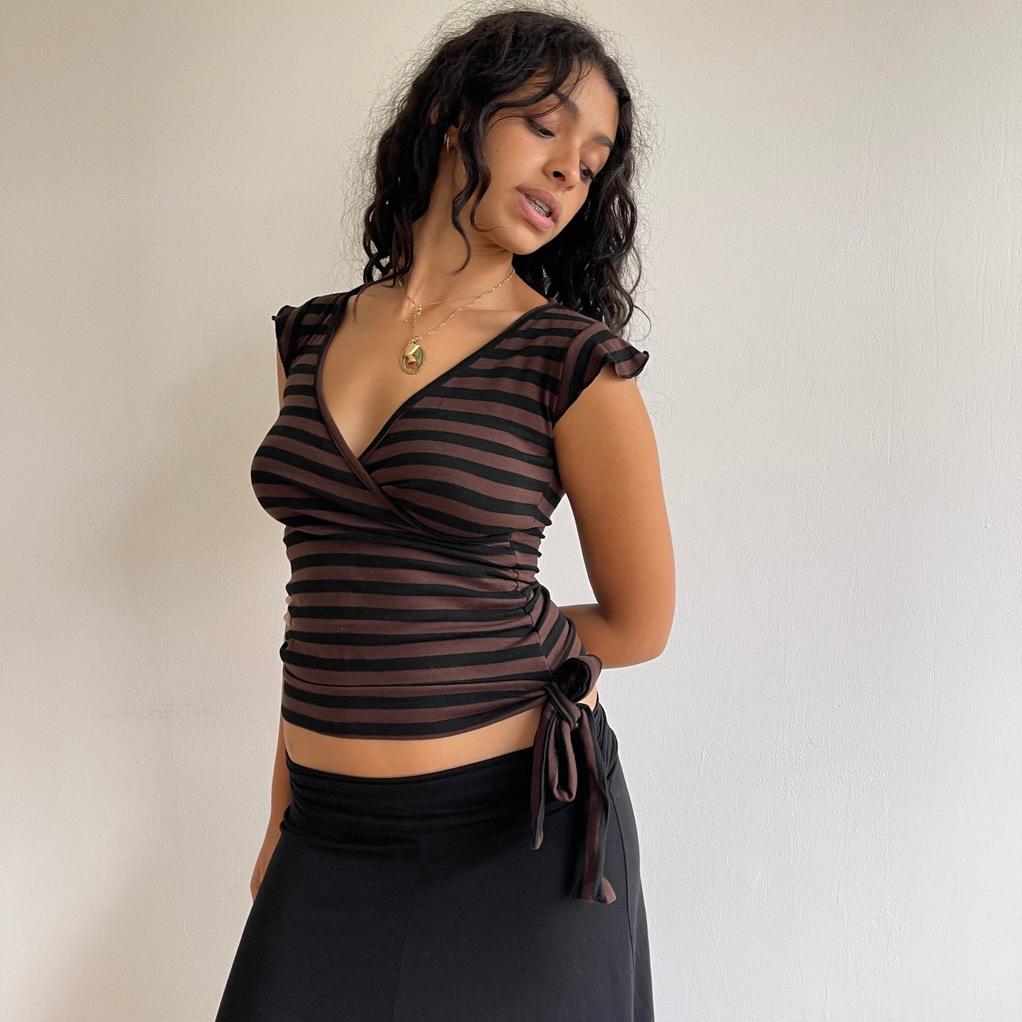 Black and brown striped top - Size S