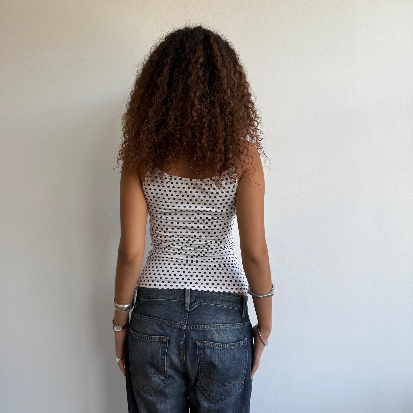 White polka dot cami - Size S