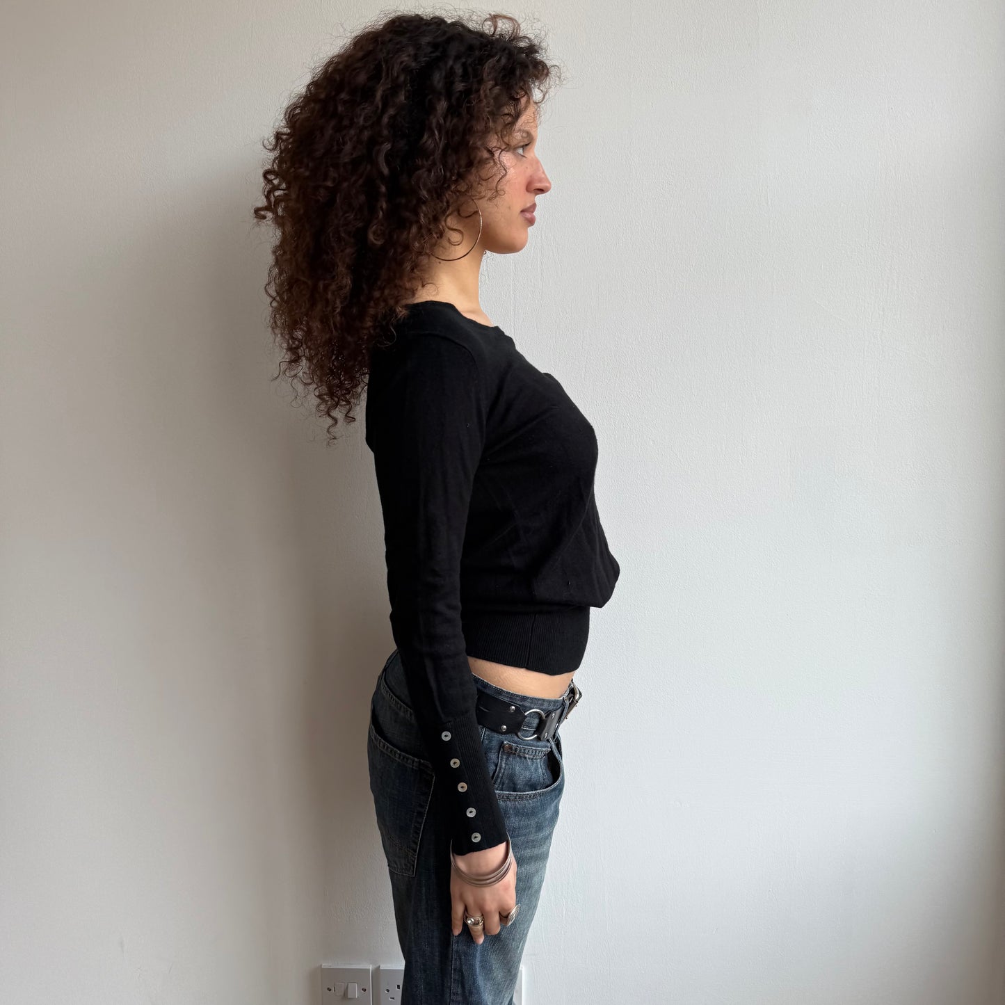 Black button knit - Size M