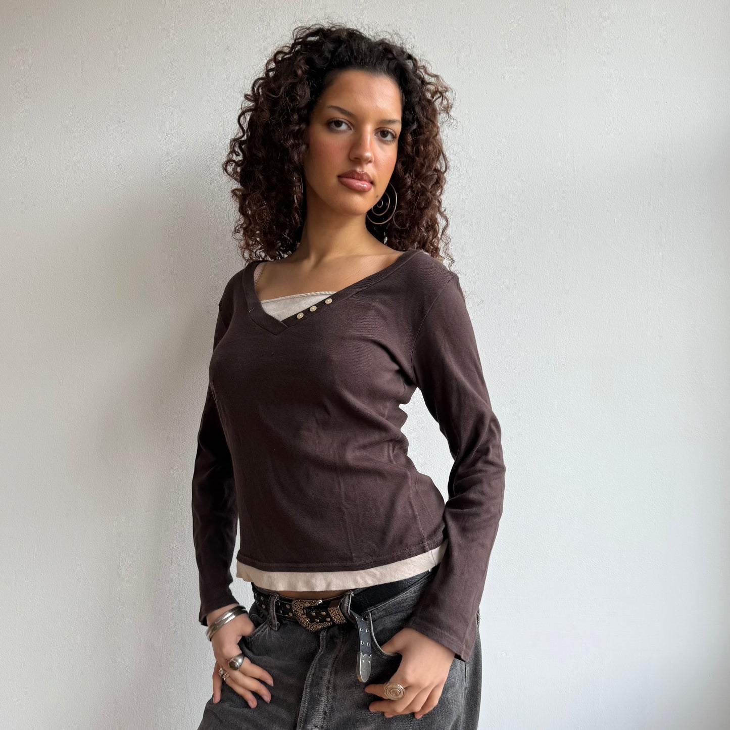 Brown long sleeve top - Size M