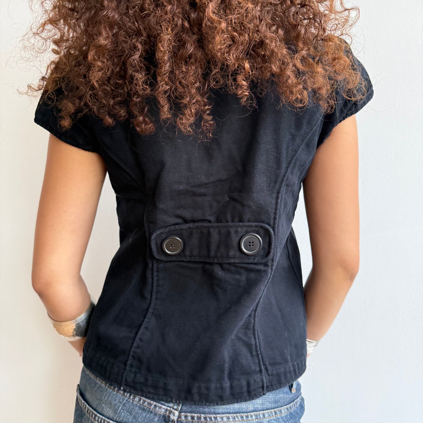 Black short sleeve peacoat - Size M