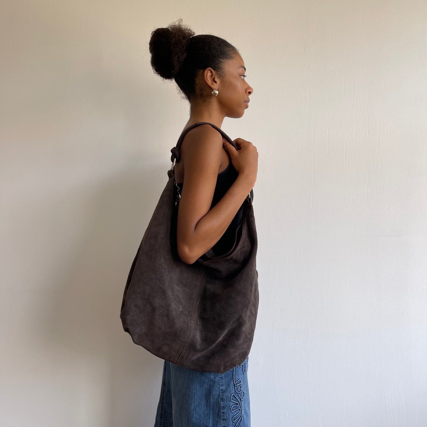 Brown suede boho bag
