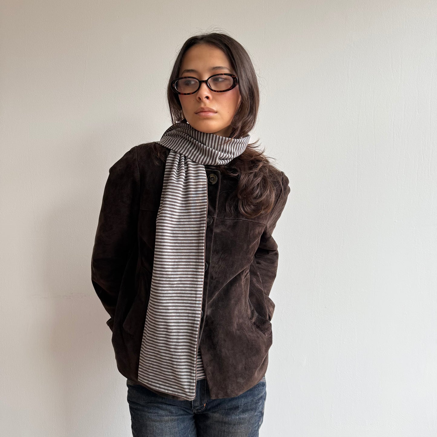 Brown striped scarf - OS