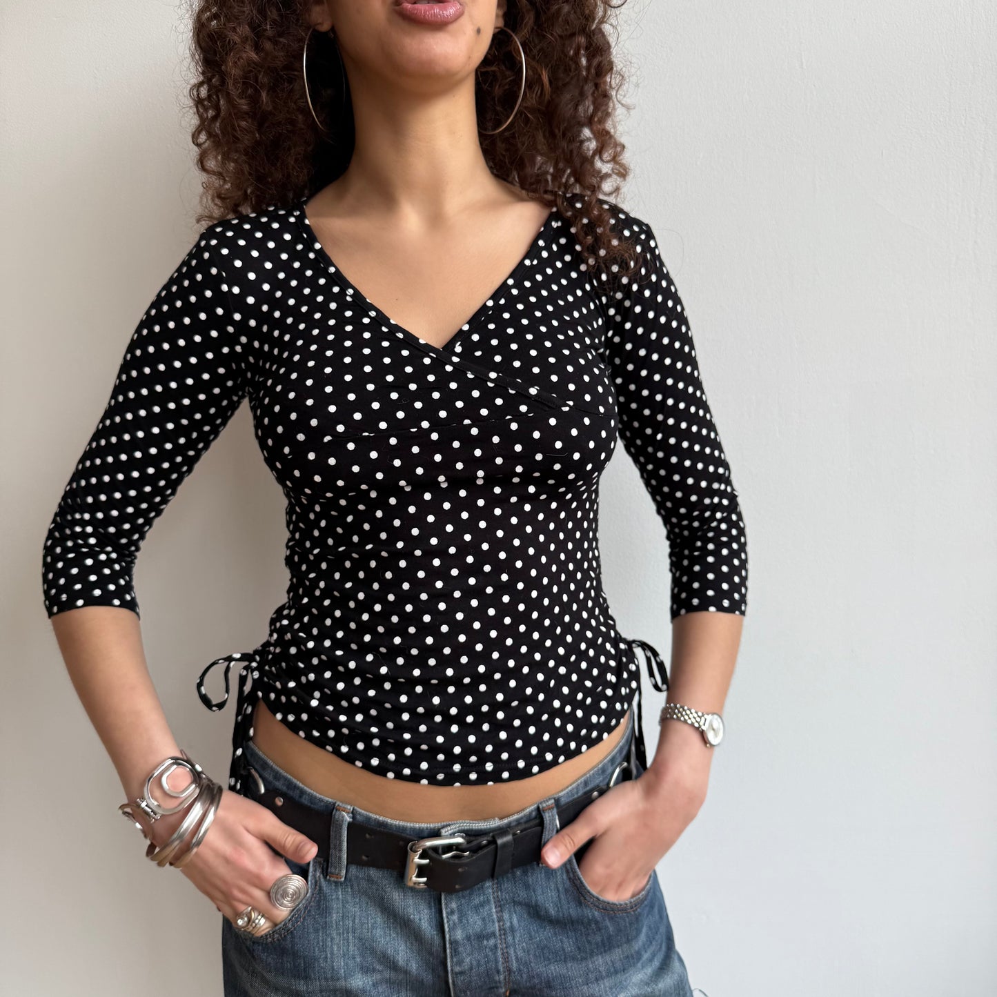 Polka dot 3/4 sleeve top - Size S