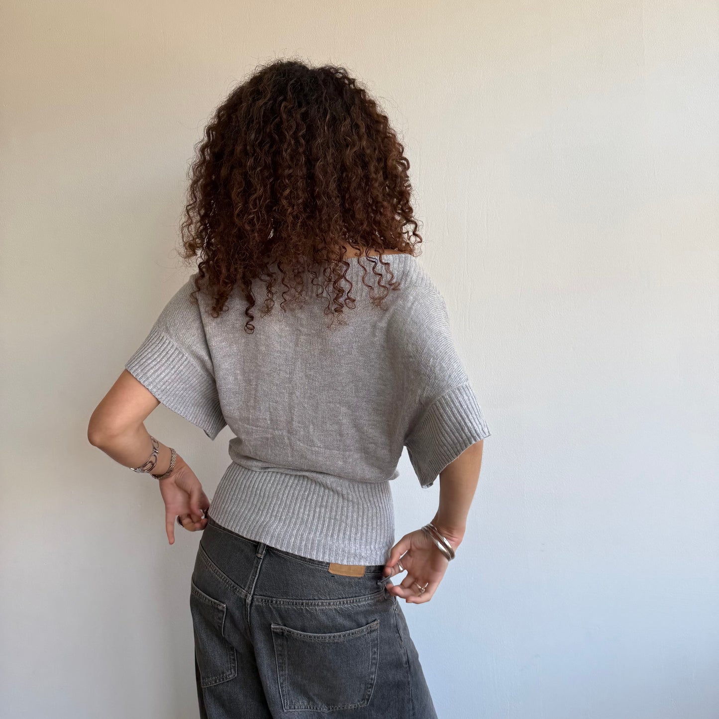 Light grey slouchy knit jumper - Size S