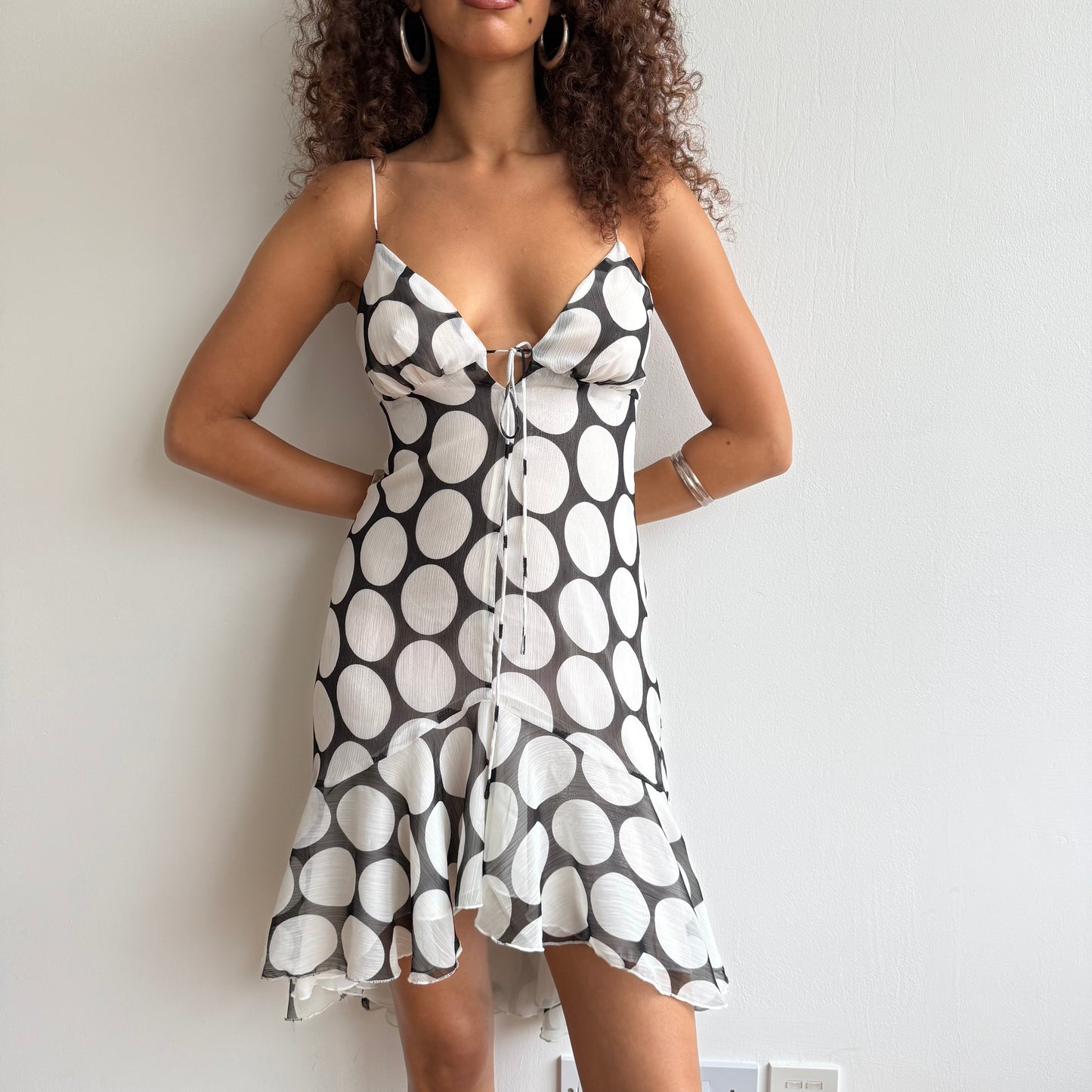 Polka dot chiffon dress - Size S