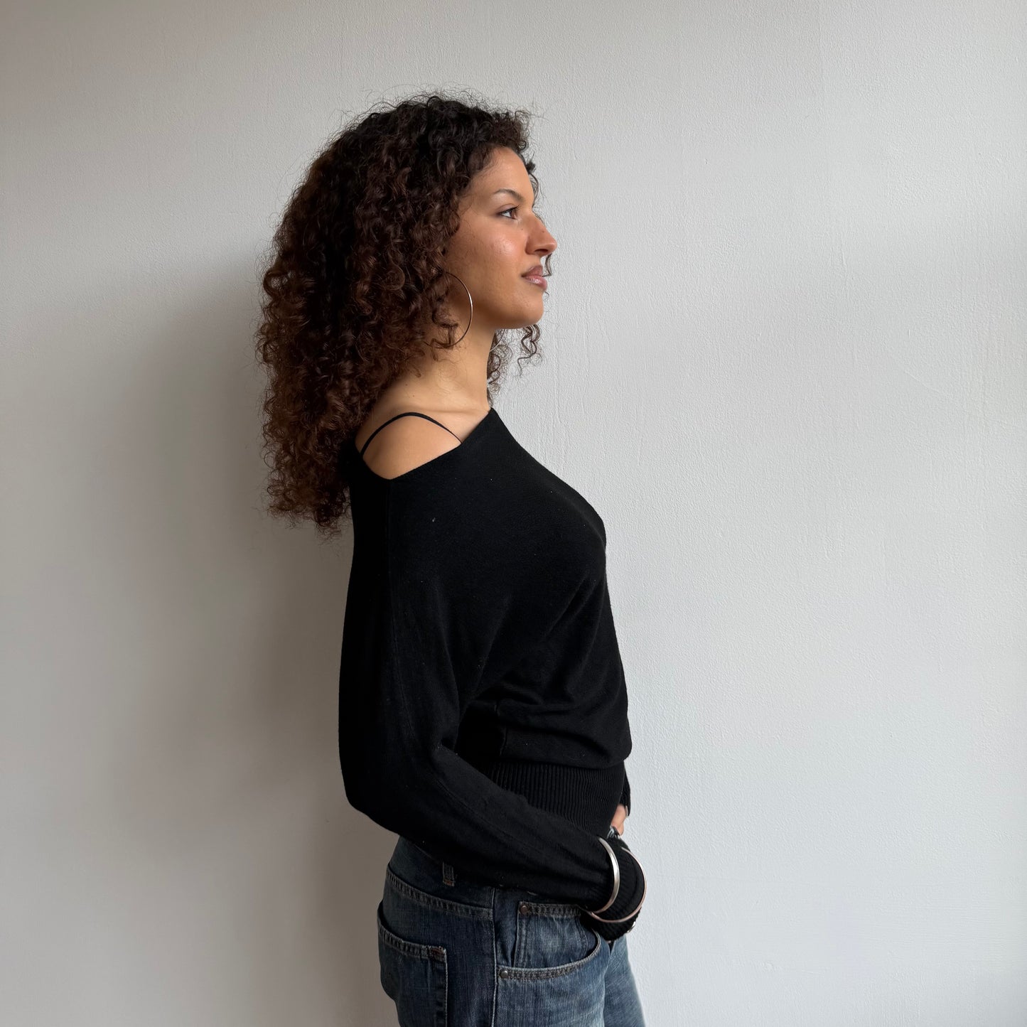 Black slouchy knit jumper - Size S