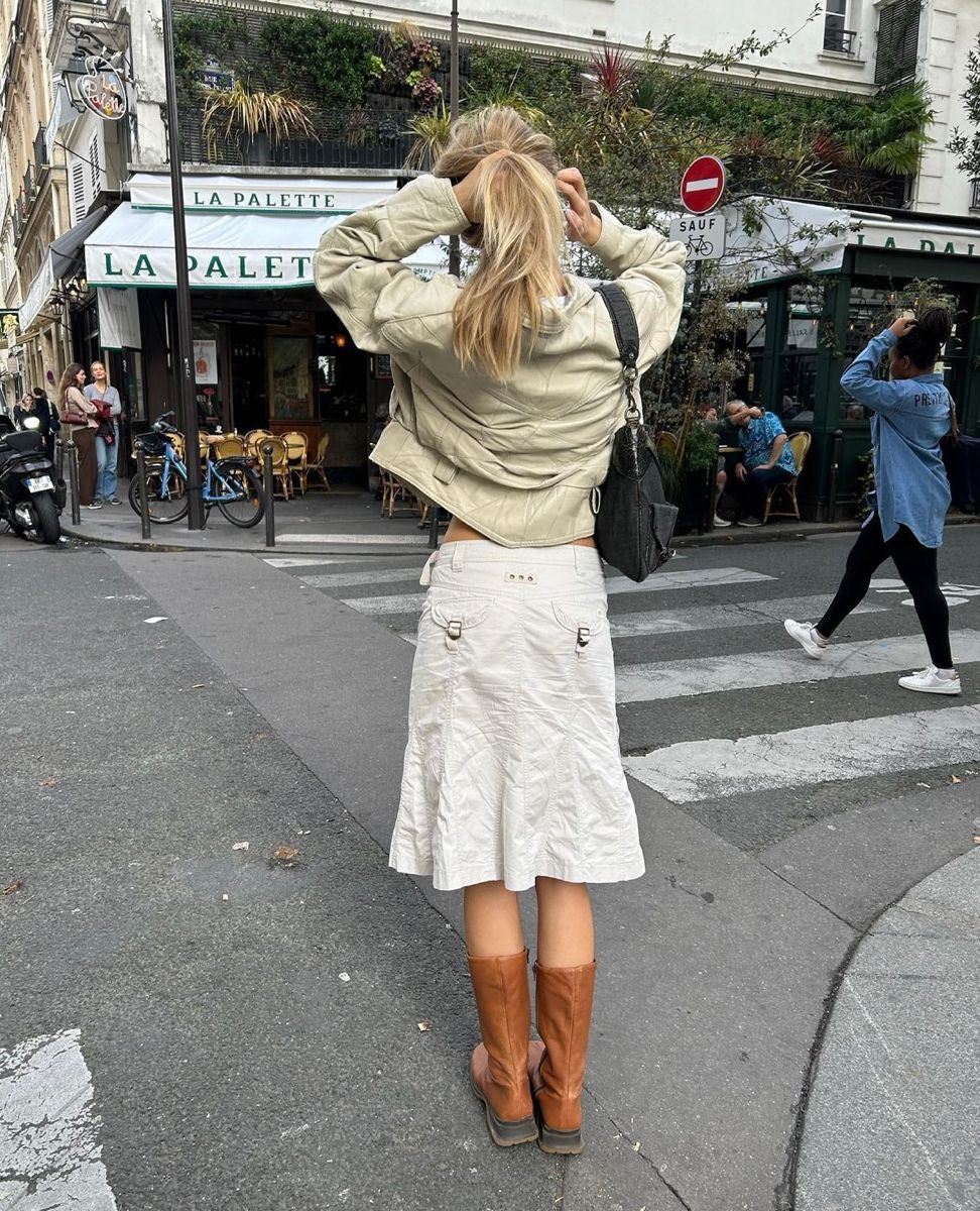 Beige cargo midi skirt - Size M