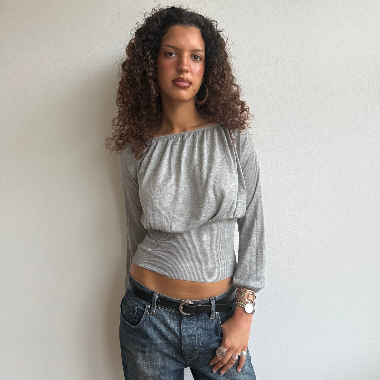 Grey slouchy keyhole knit - Size S