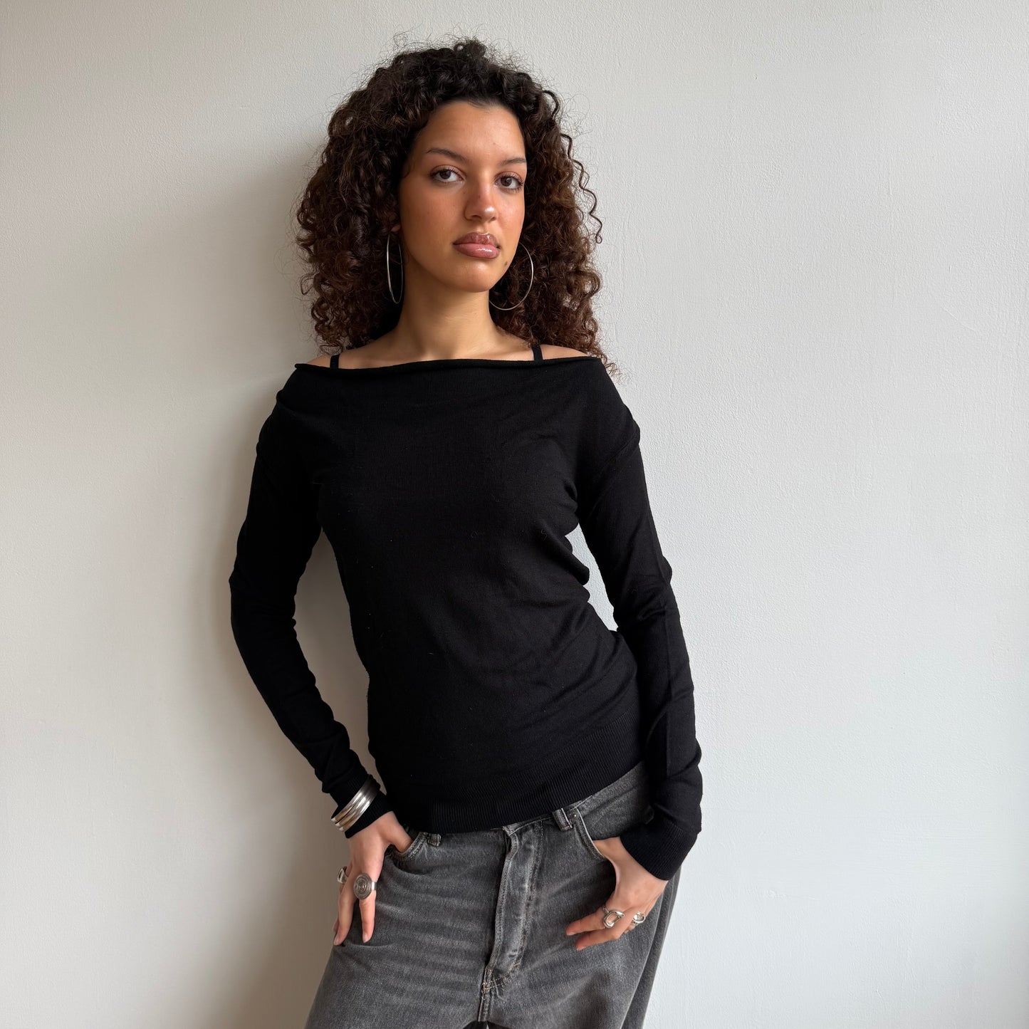 Black bardot jumper - Size S