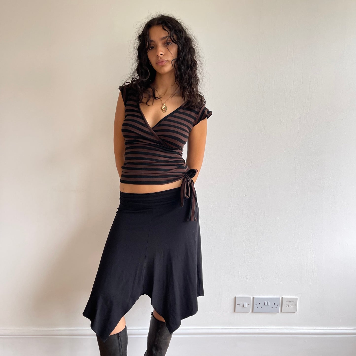 Black and brown striped top - Size S
