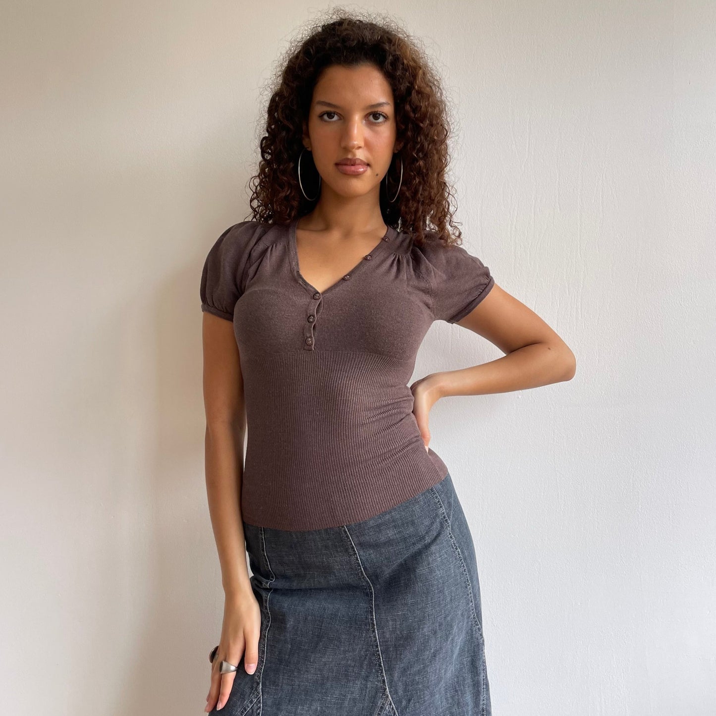 Short sleeve brown jumper - Size S