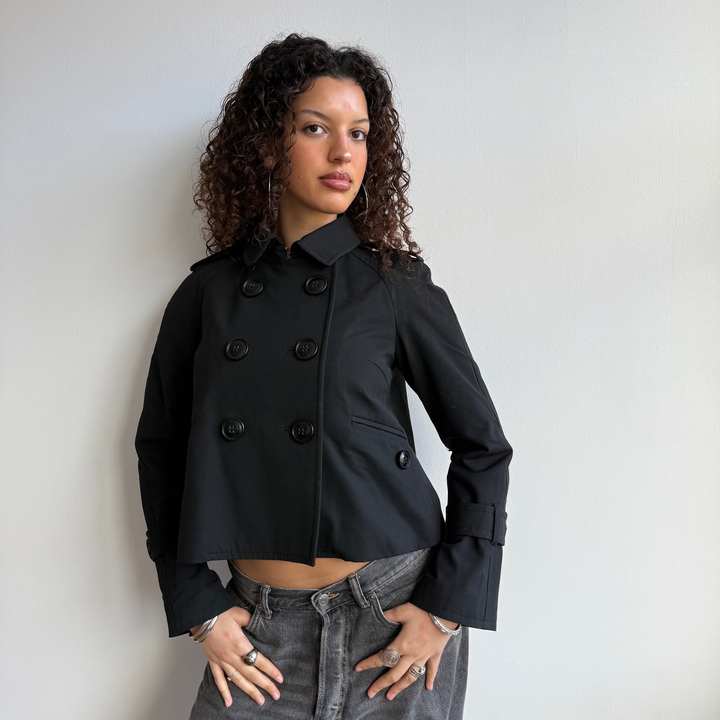 Black peacoat trench - Size S/M