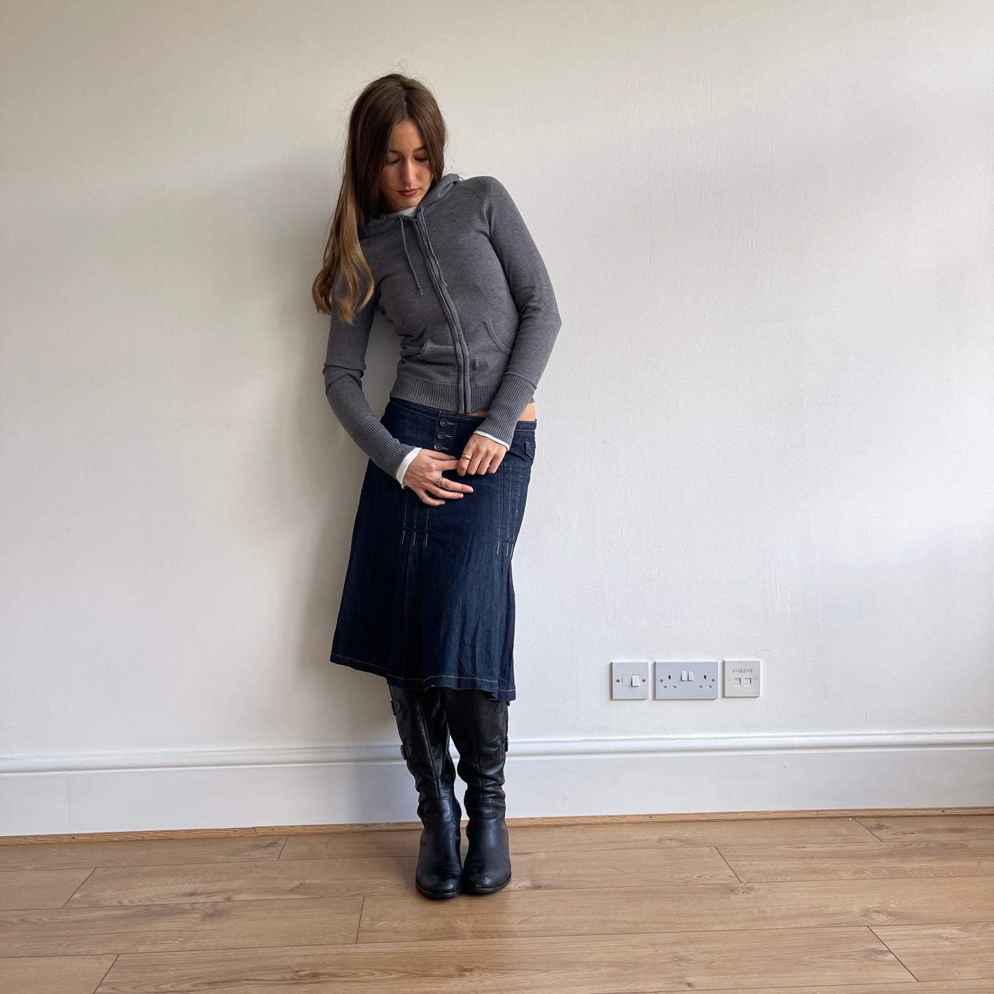 Grey knit hoodie - Size XS