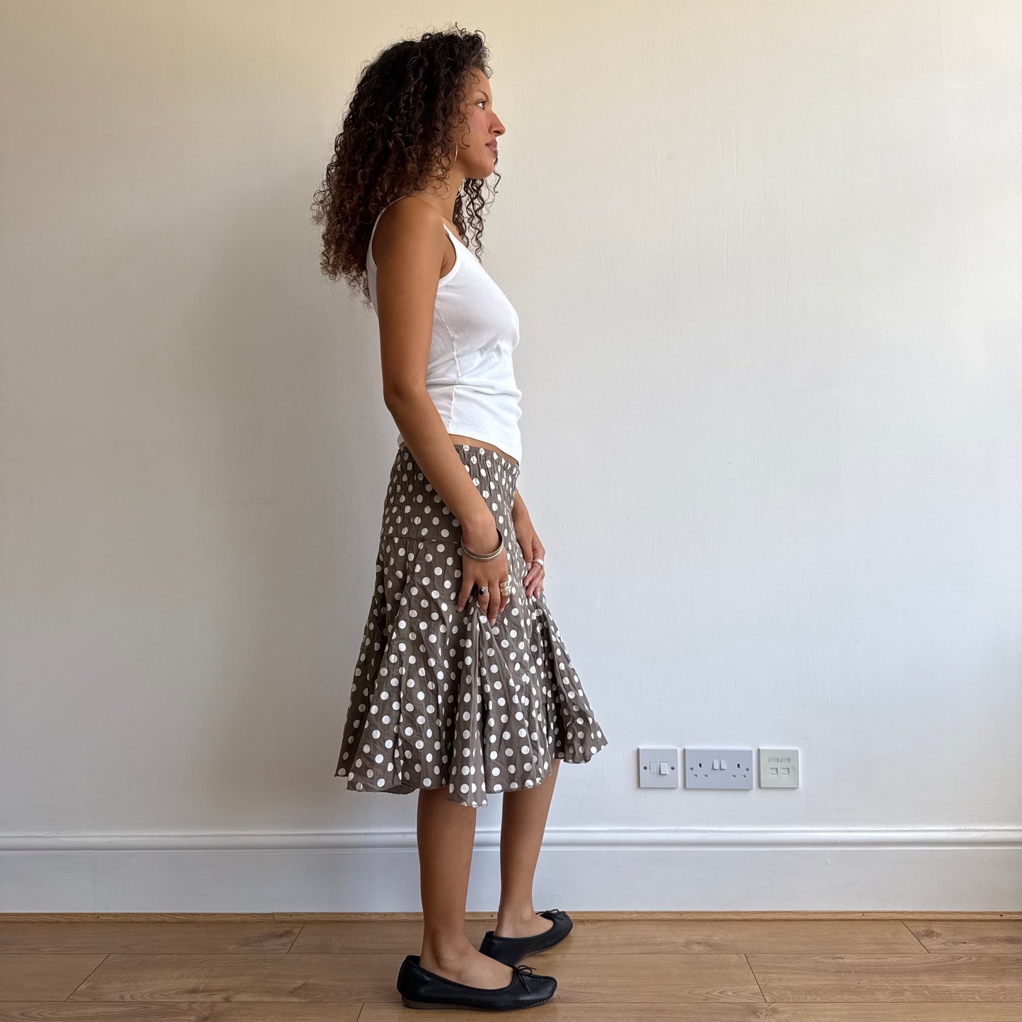 Brown polka dot midi skirt - Size S/M