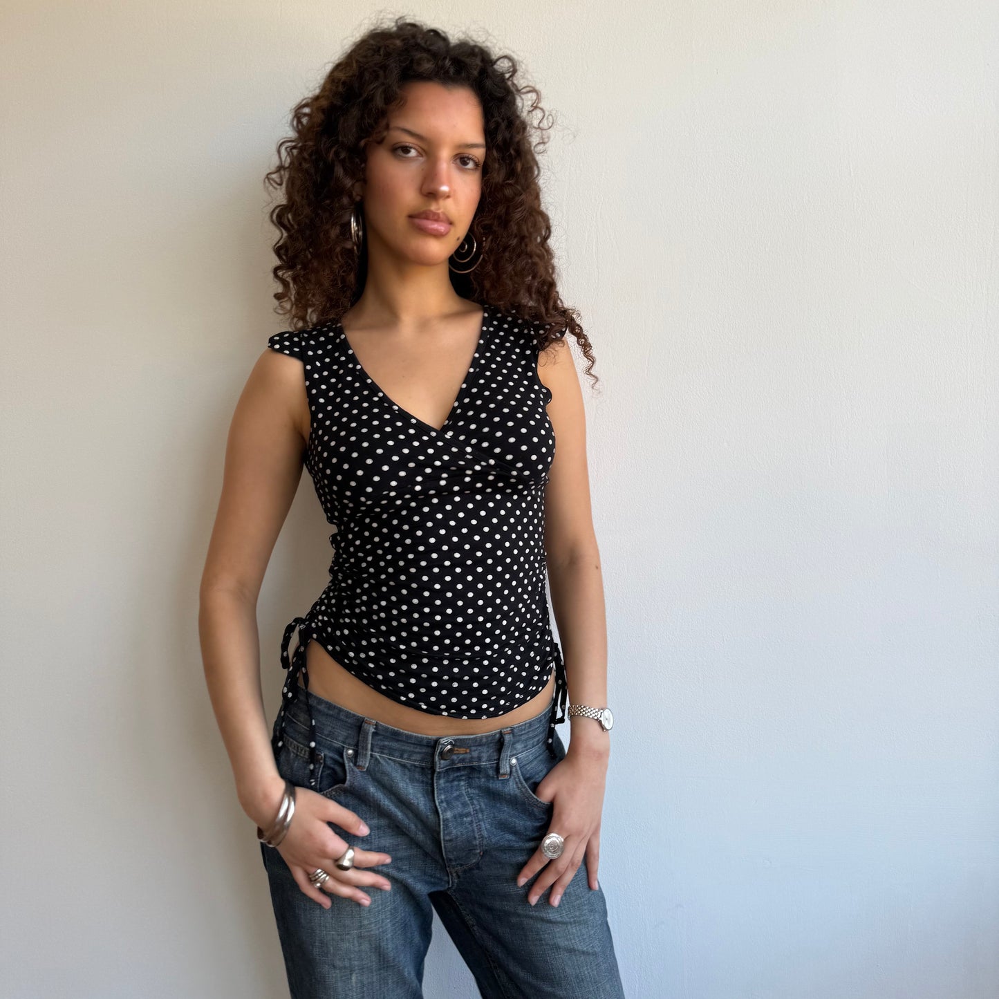 Polka dot ruched top - Size S