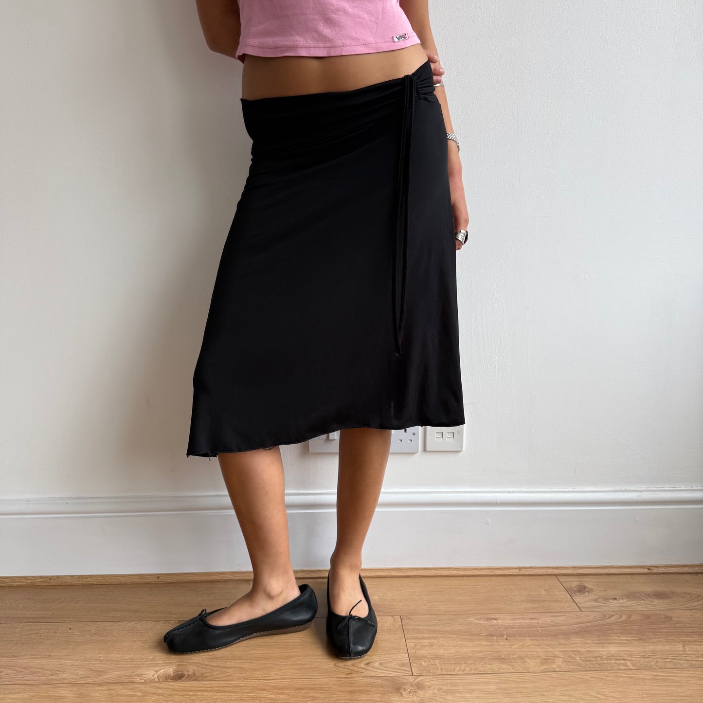 Black slinky ruched skirt - Size S