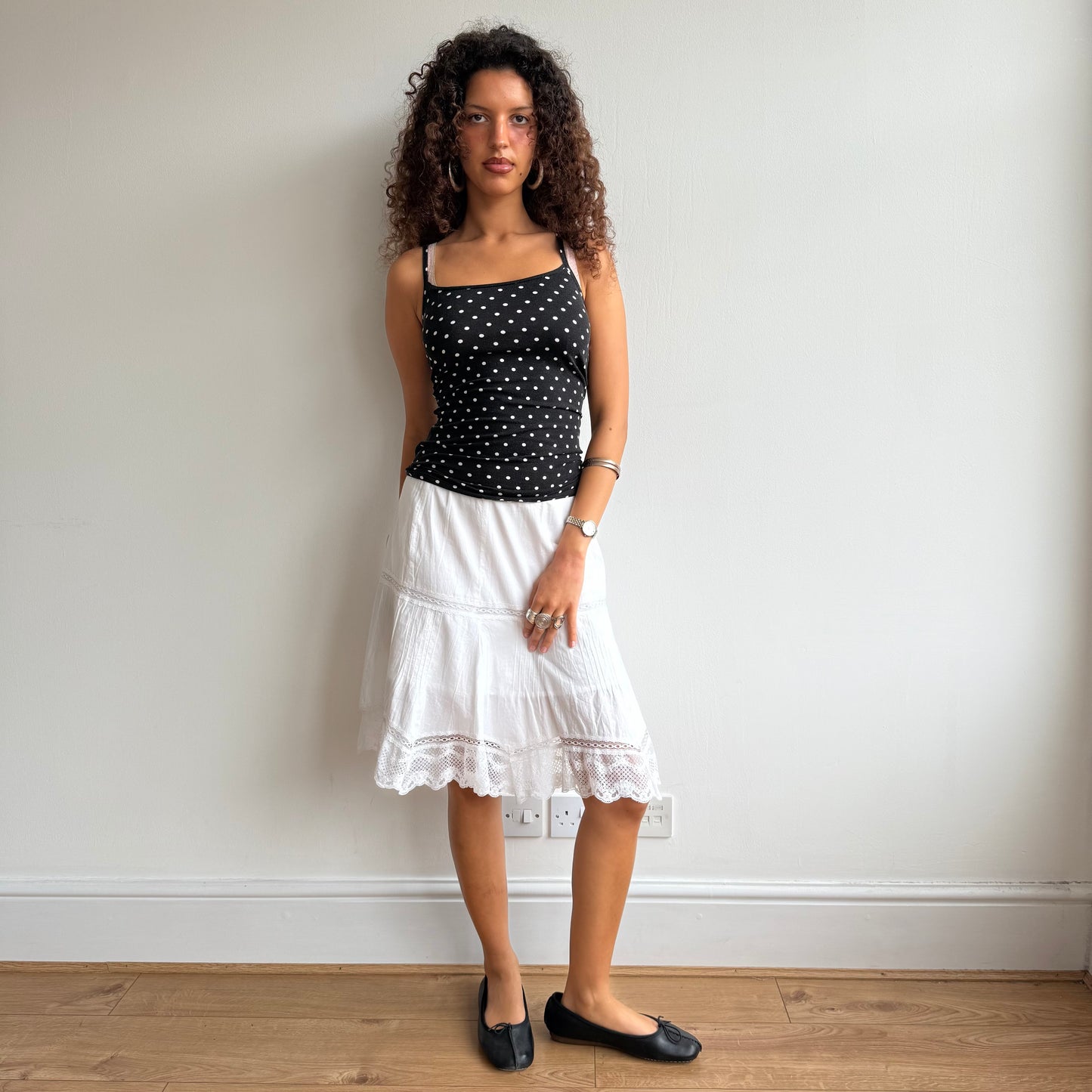 White lace midi skirt - Size S