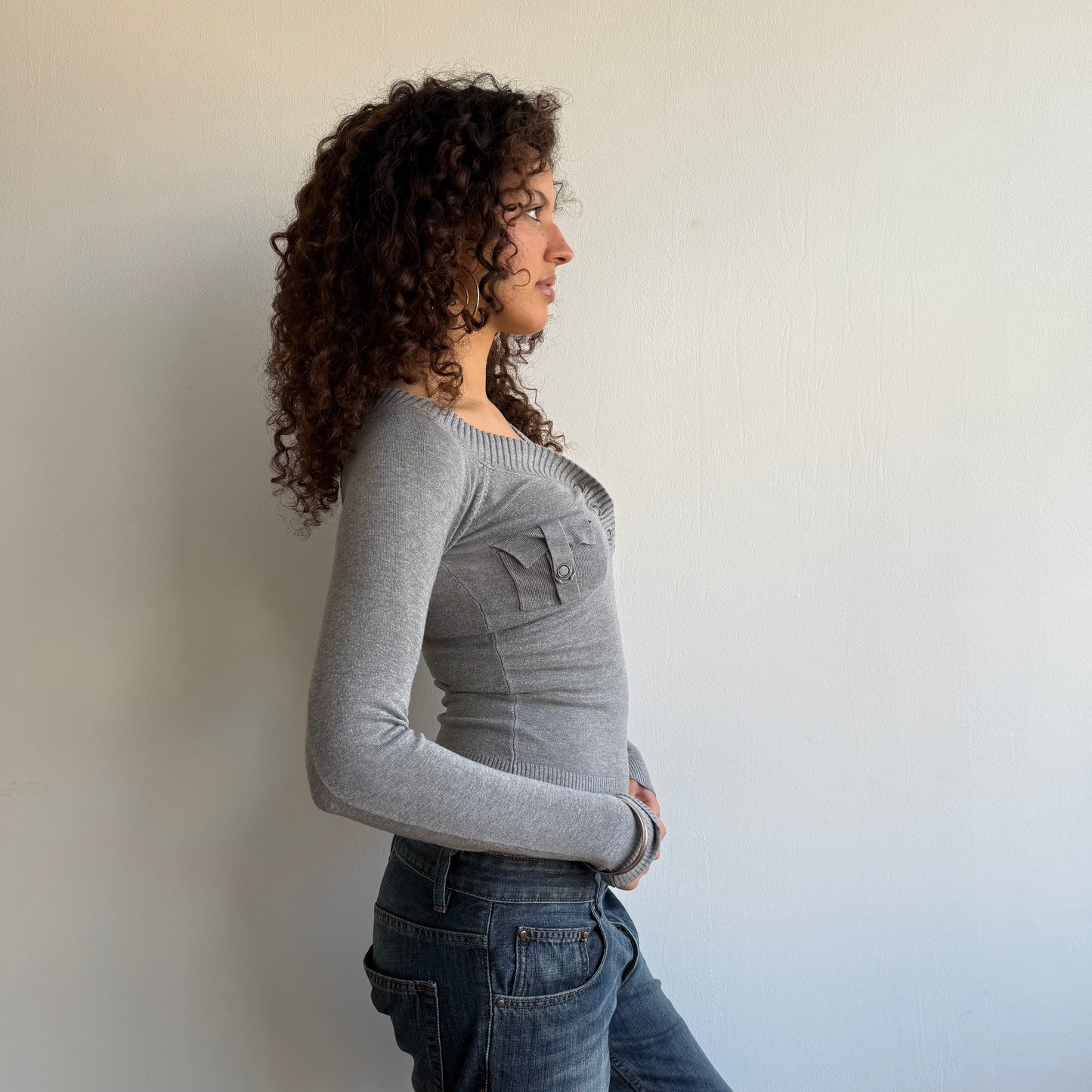 Grey v-neck knit - Size S