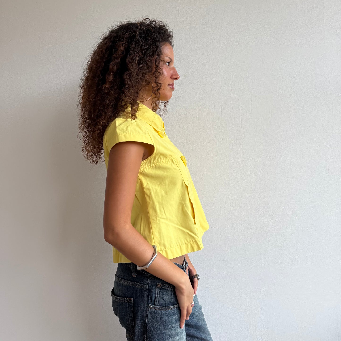 Yellow short sleeve peacoat - Size S