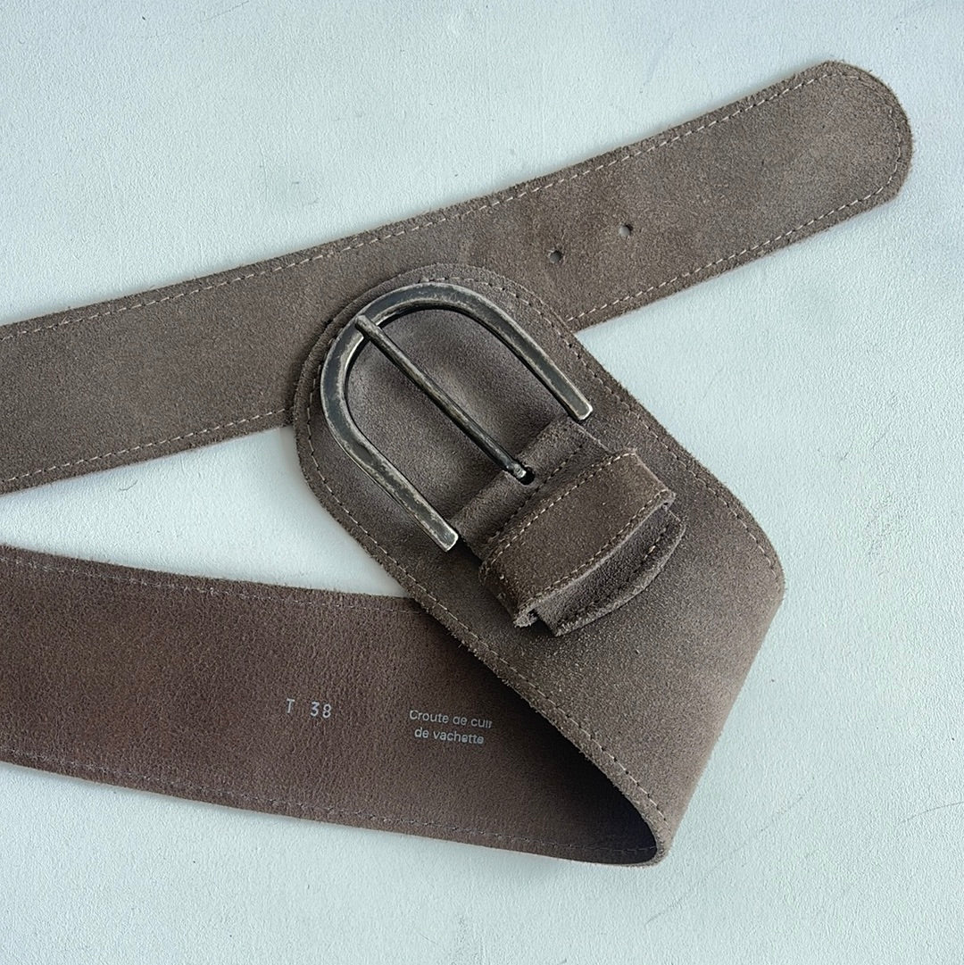 Taupe leather belt - Size S