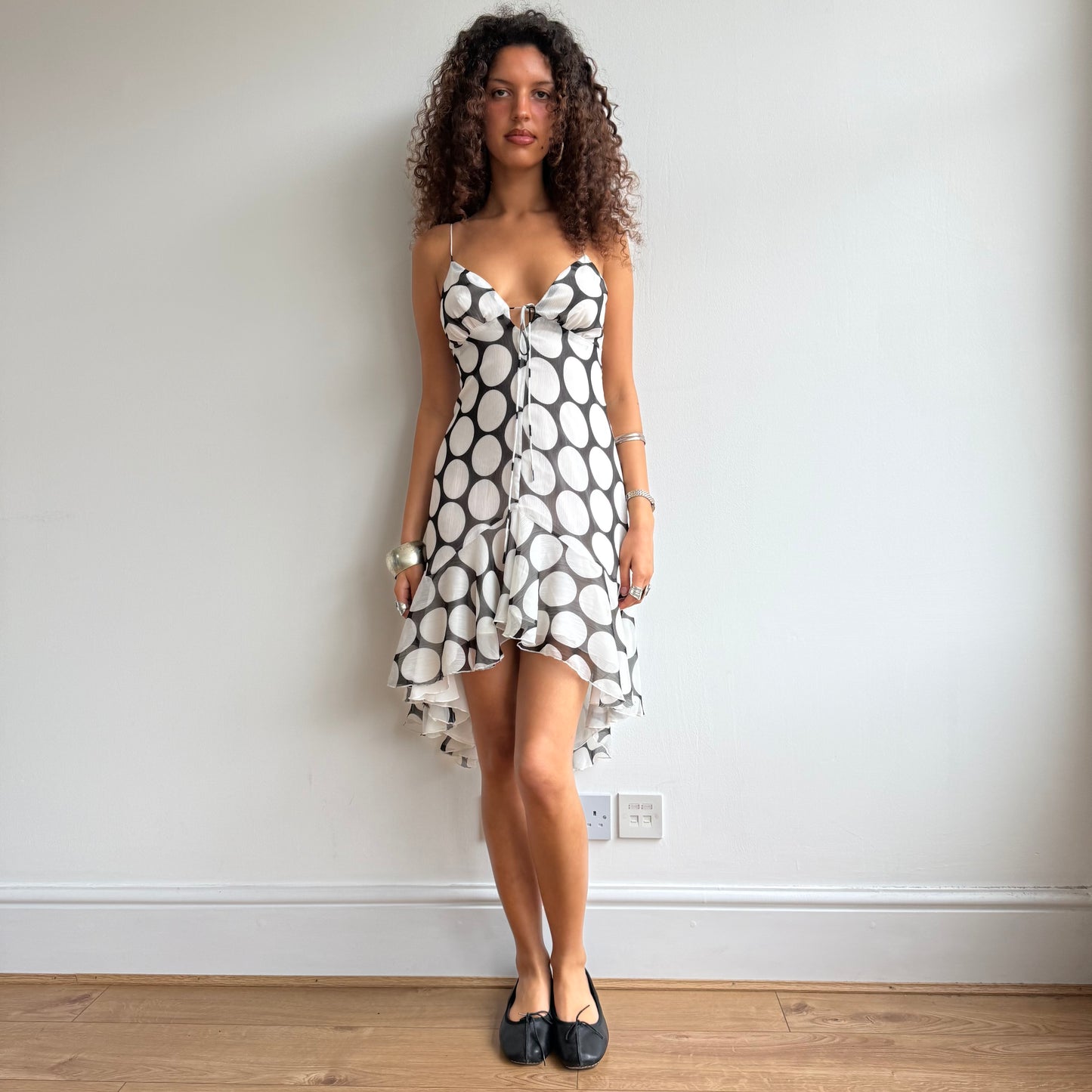 Polka dot chiffon dress - Size S