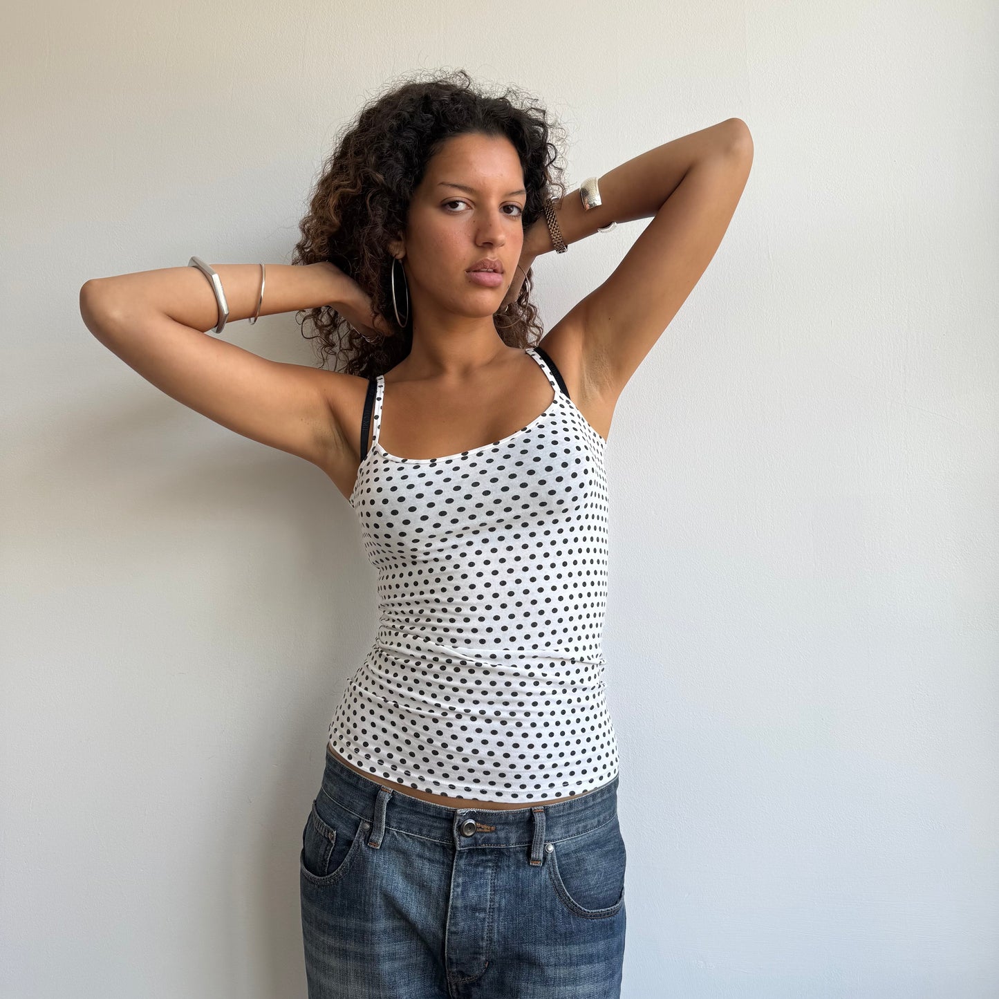 White polka dot cami - Size S