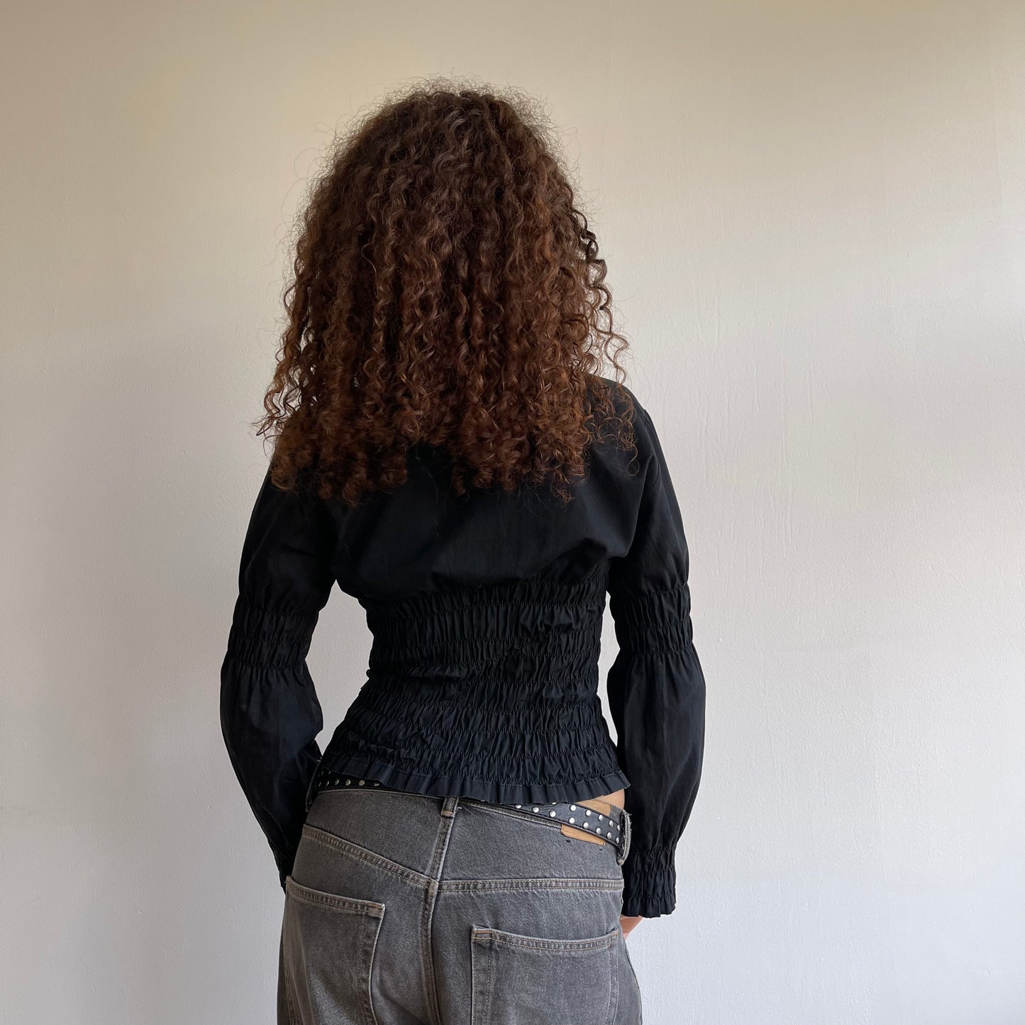 Black Cavalli ruched shirt - Size S