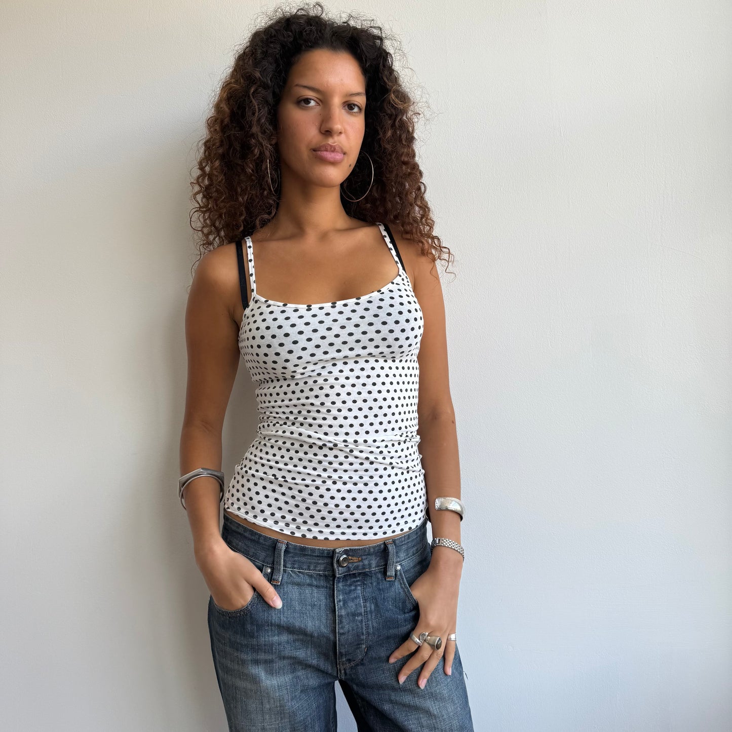White polka dot cami - Size S