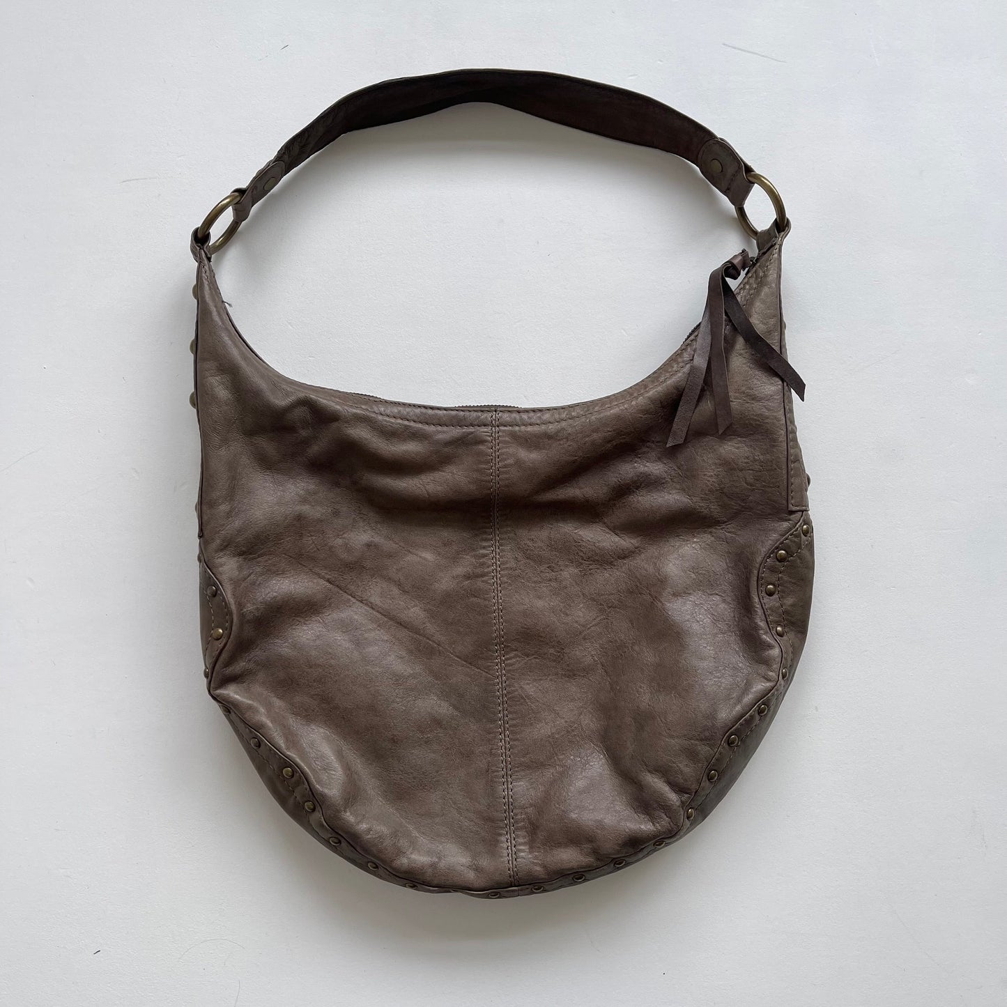 Brown leather tassle bag