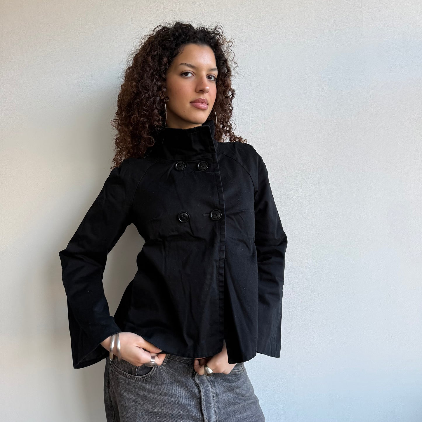 Black double breasted peacoat - Size S