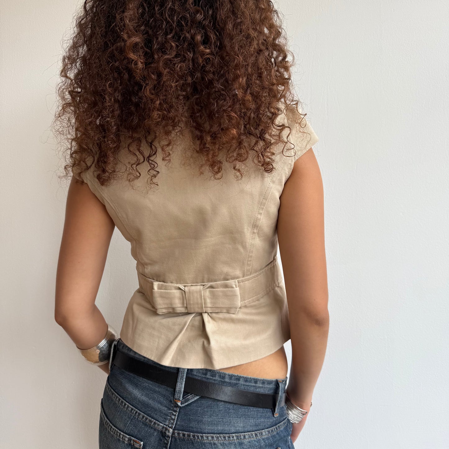 Beige short sleeve peacoat - Size S