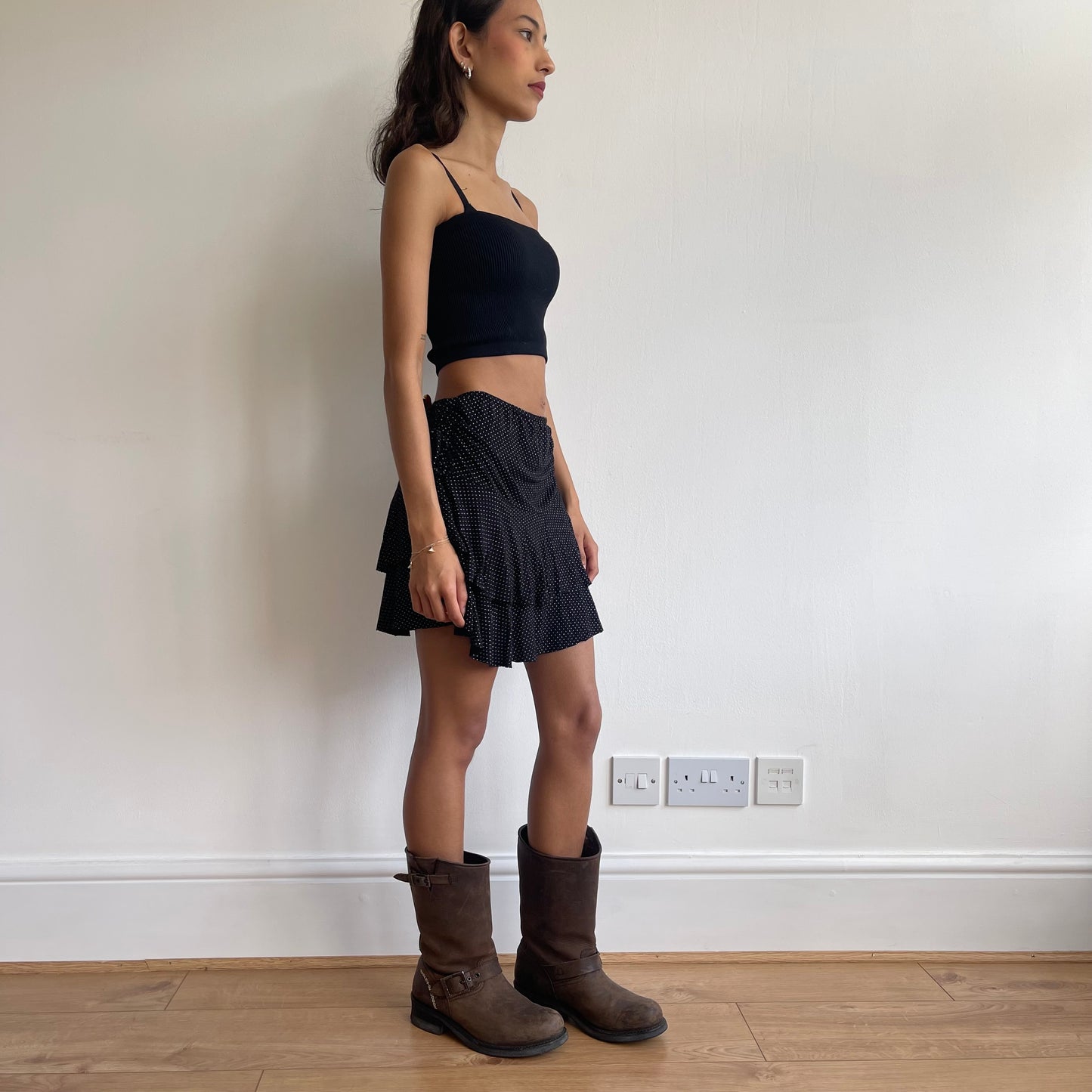 Black mini polka dot skirt - Size M/L
