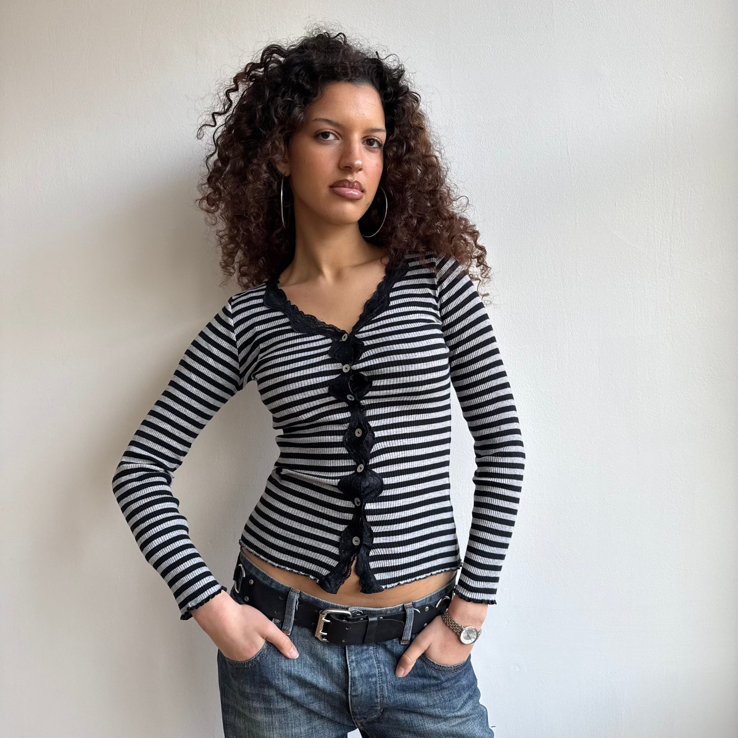 Grey striped cardigan - Size S