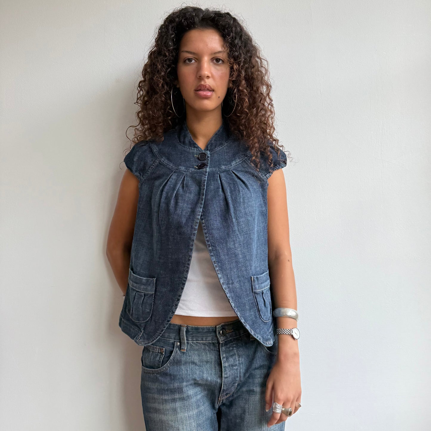 Denim short sleeve peacoat - Size M