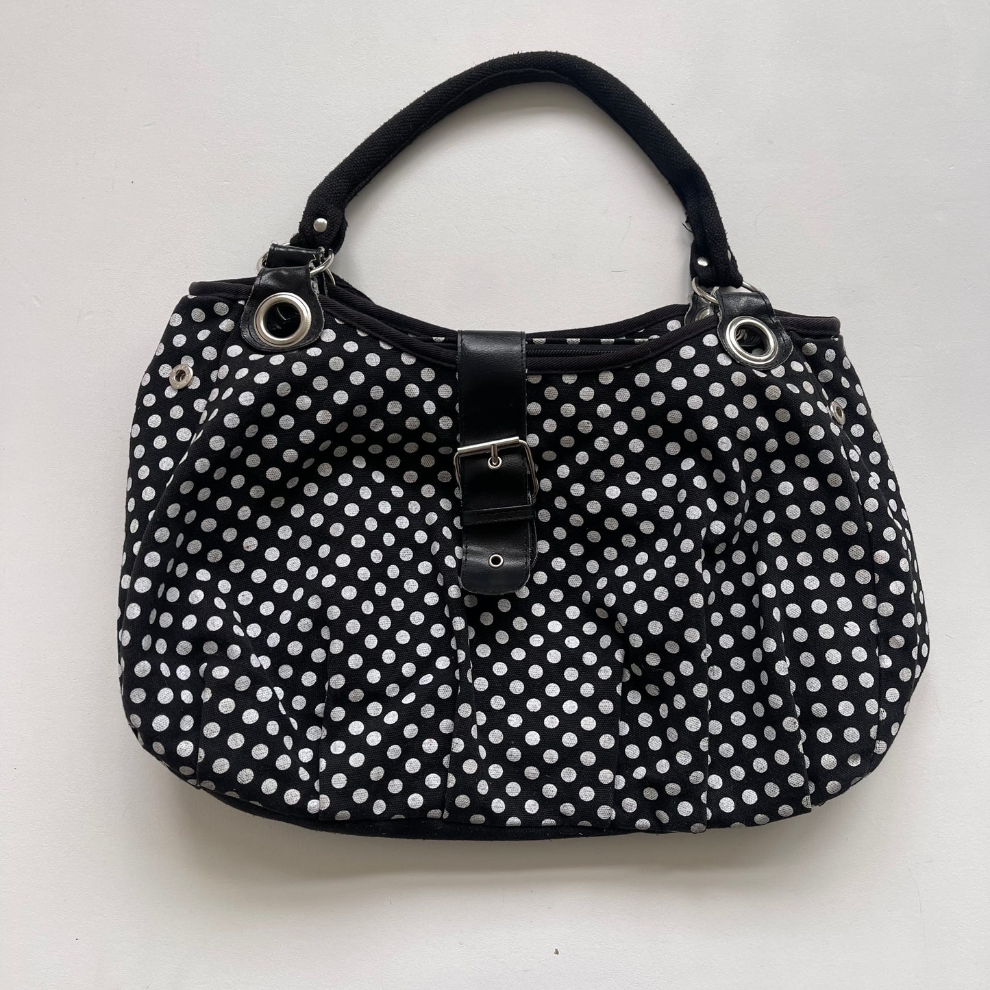 Black polka dot bag