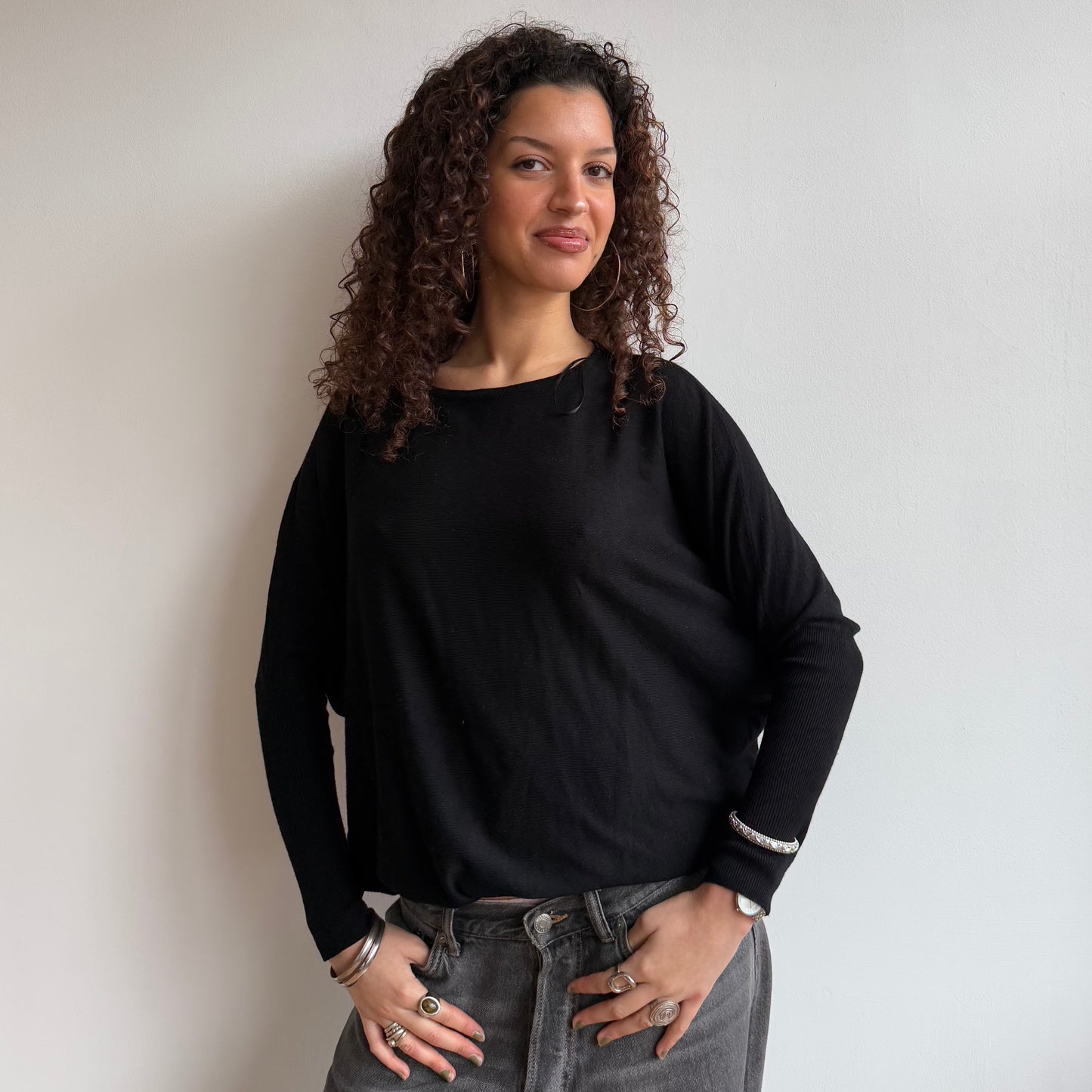 Black slouchy long knit - Size M