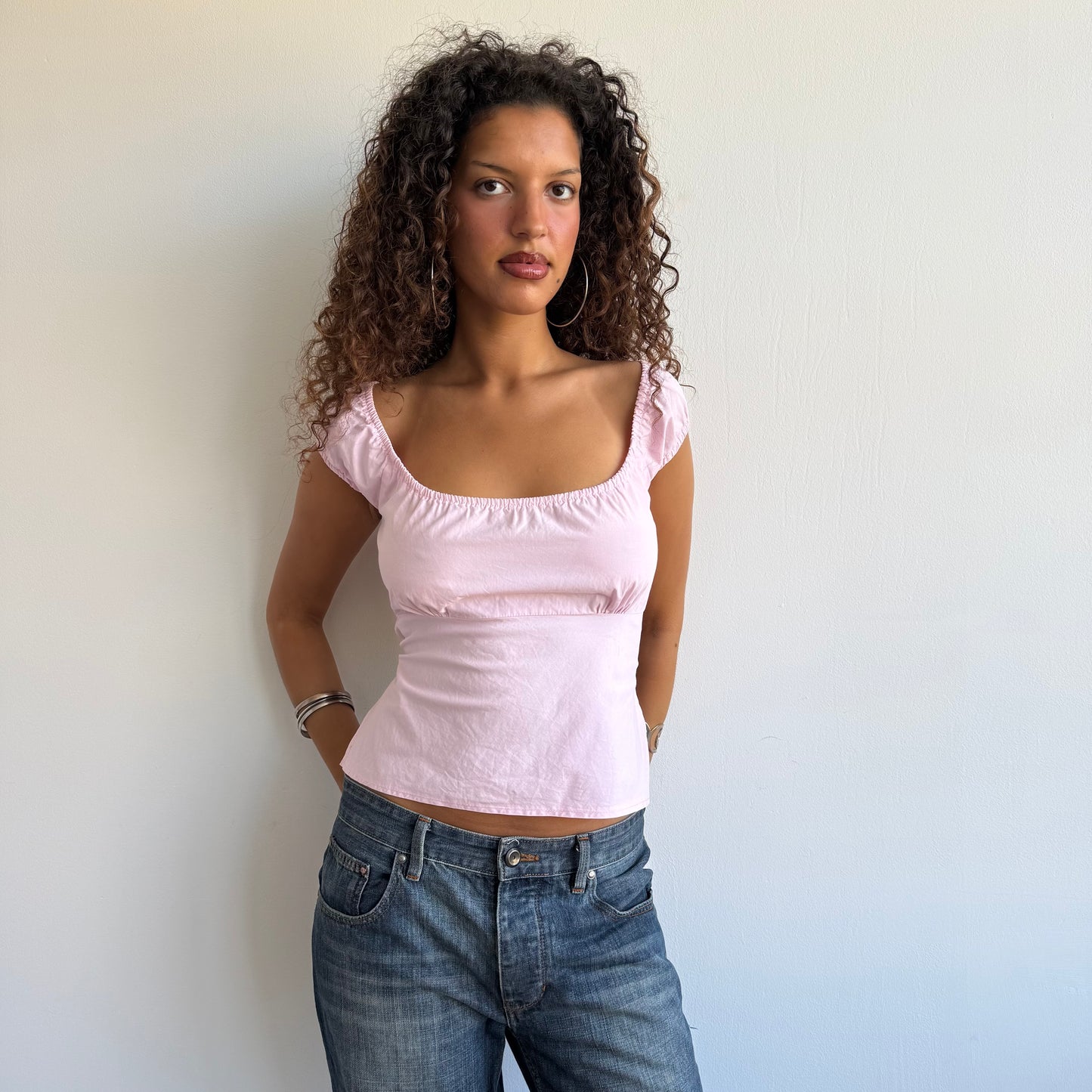Pink milkmaid backless top - Size S