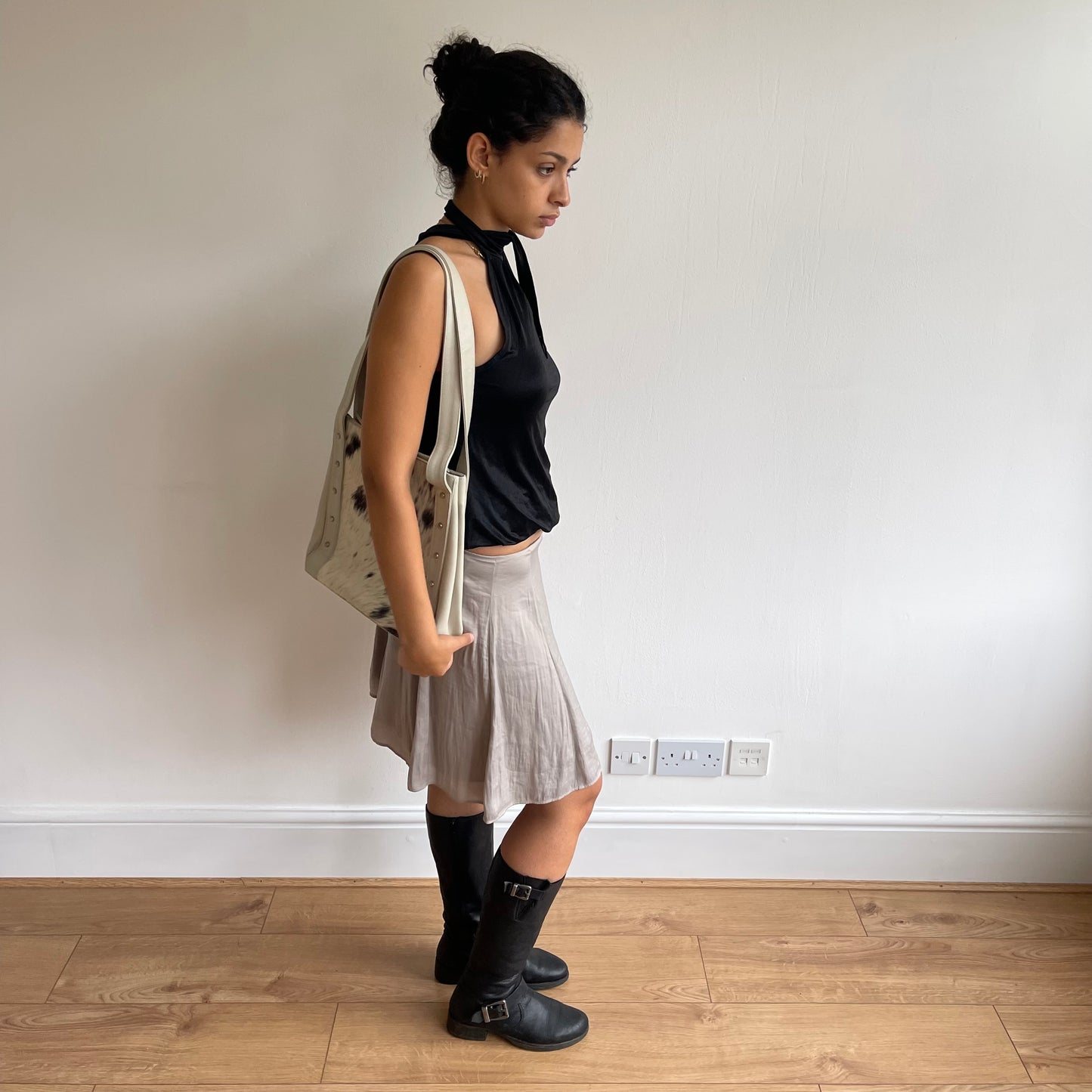Grey silk midi skirt - Size S
