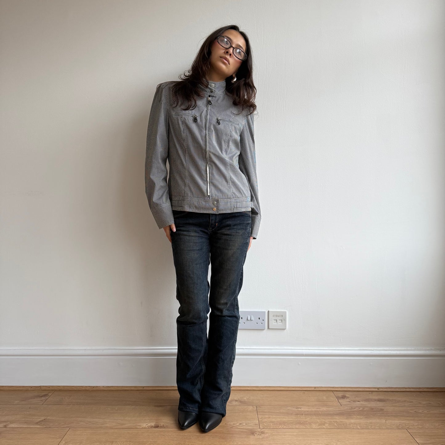 Gingham moto jacket - Size S