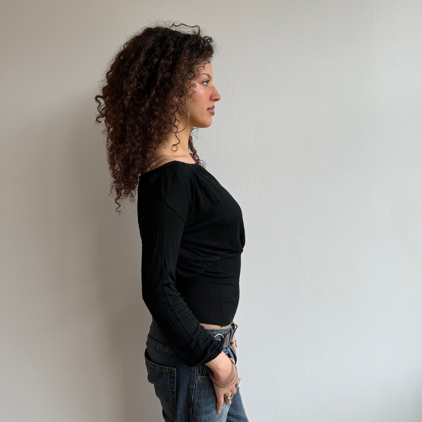 Black slouchy keyhole knit - Size S