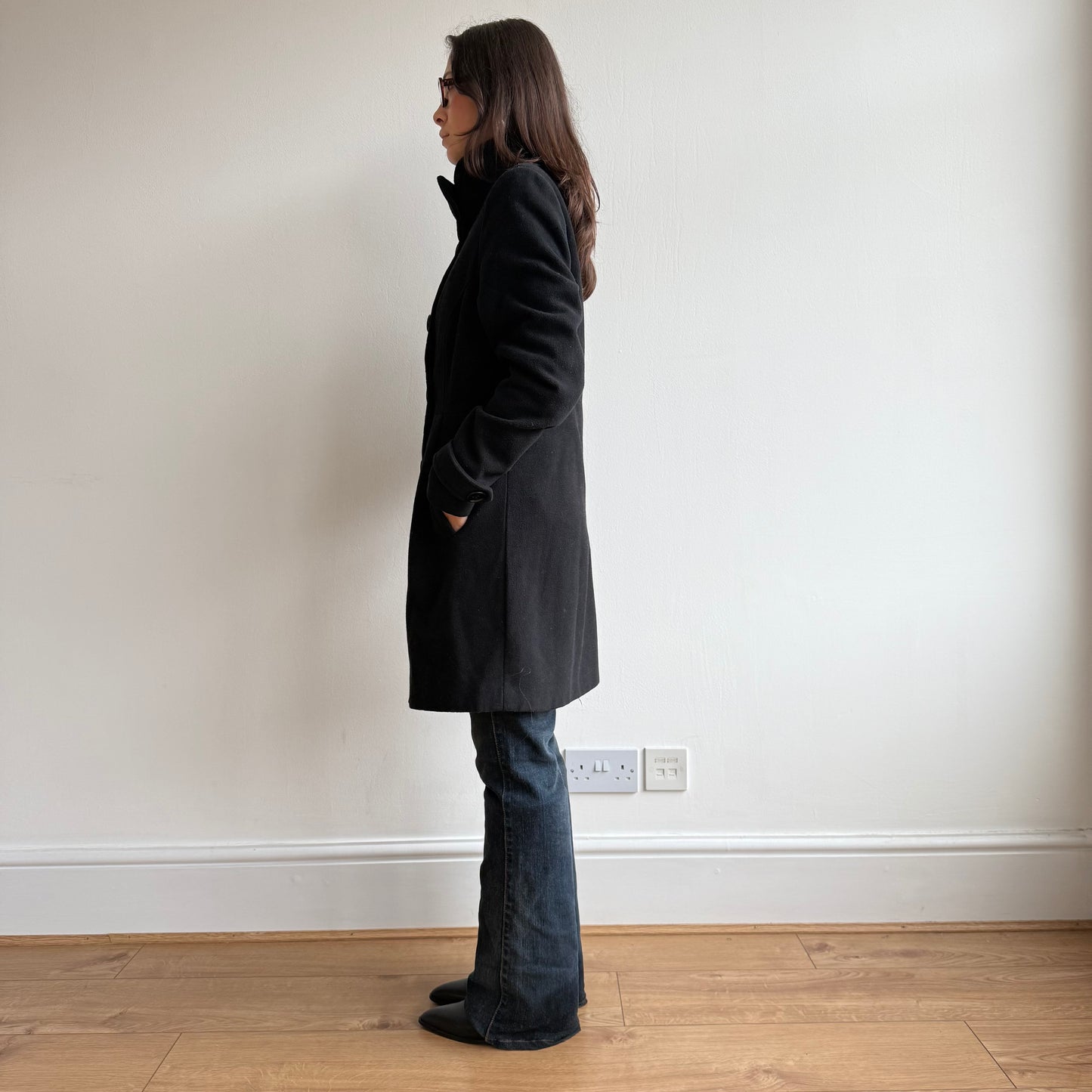 Black double breasted coat - Size S