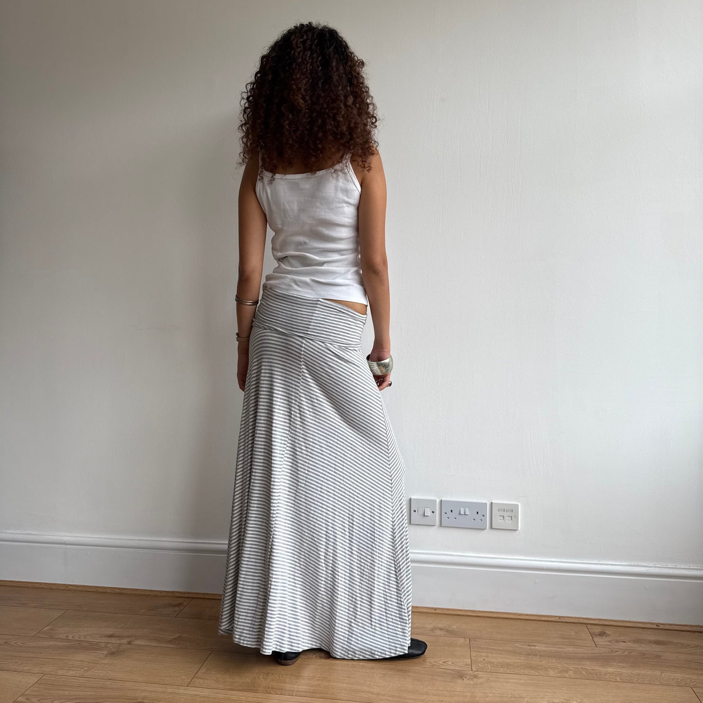 Grey striped maxi skirt/dress - Size S