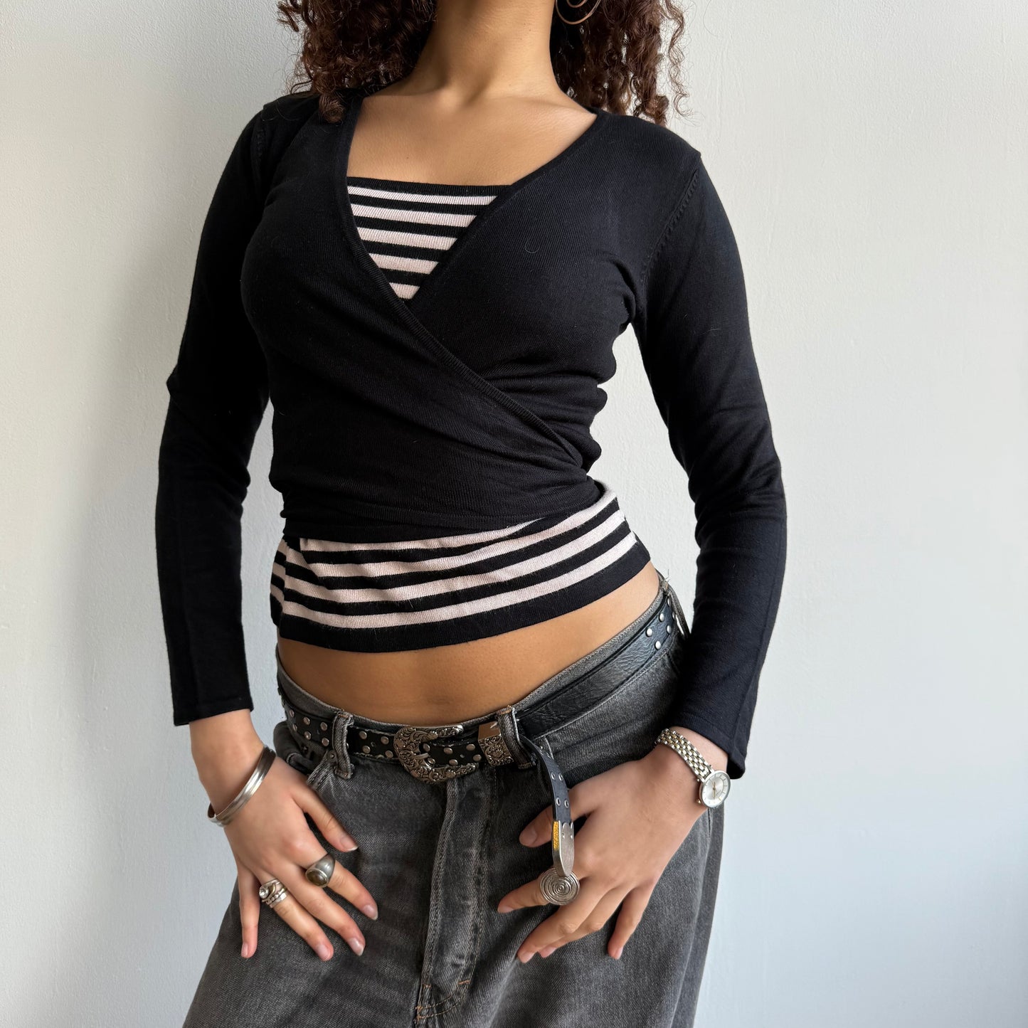 Striped ballet wrap knit - Size S