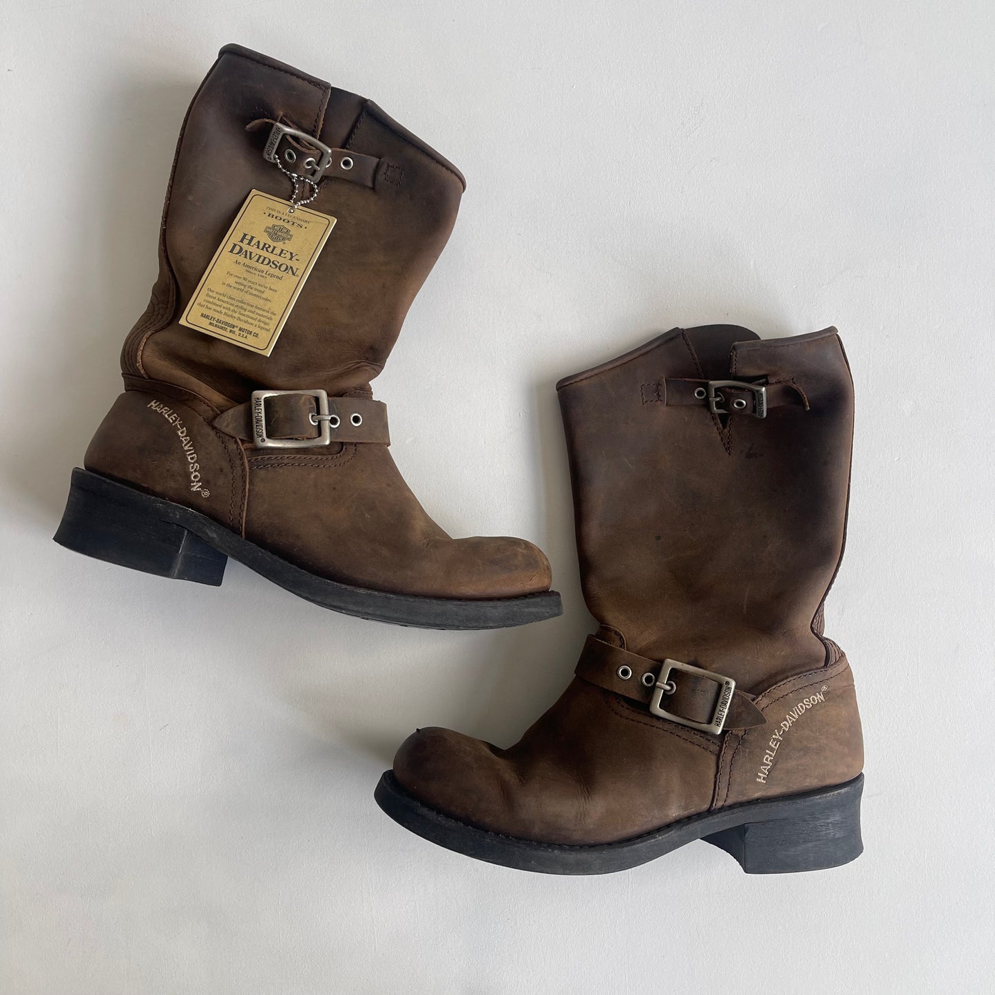 Brown Harley Davidson boots - Size UK5 (Pair 1)