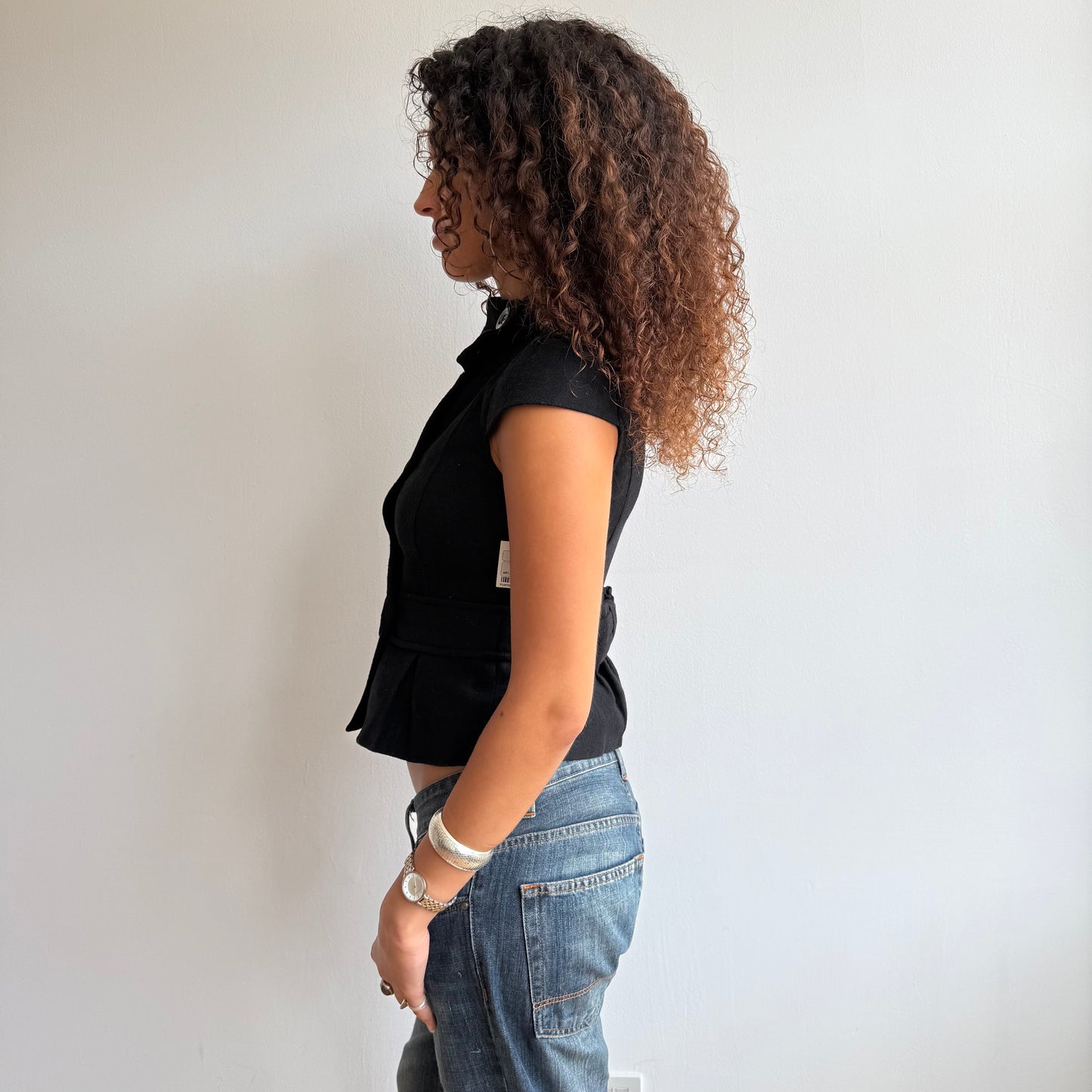 Black short sleeve peacoat - Size XS