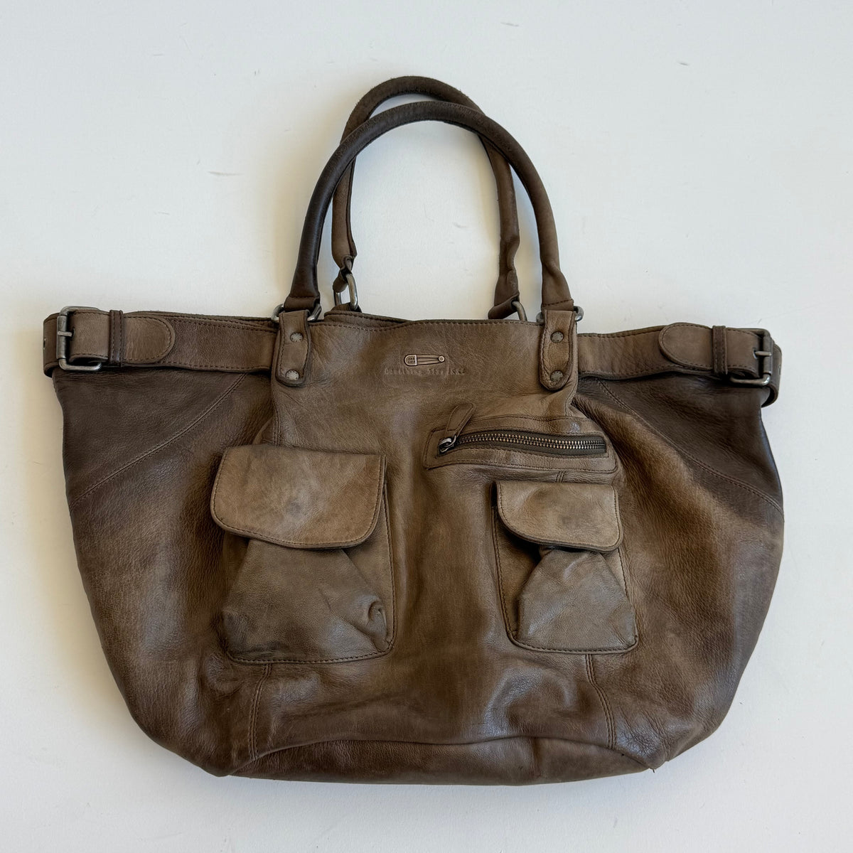 Brown leather buckle bag - One Size