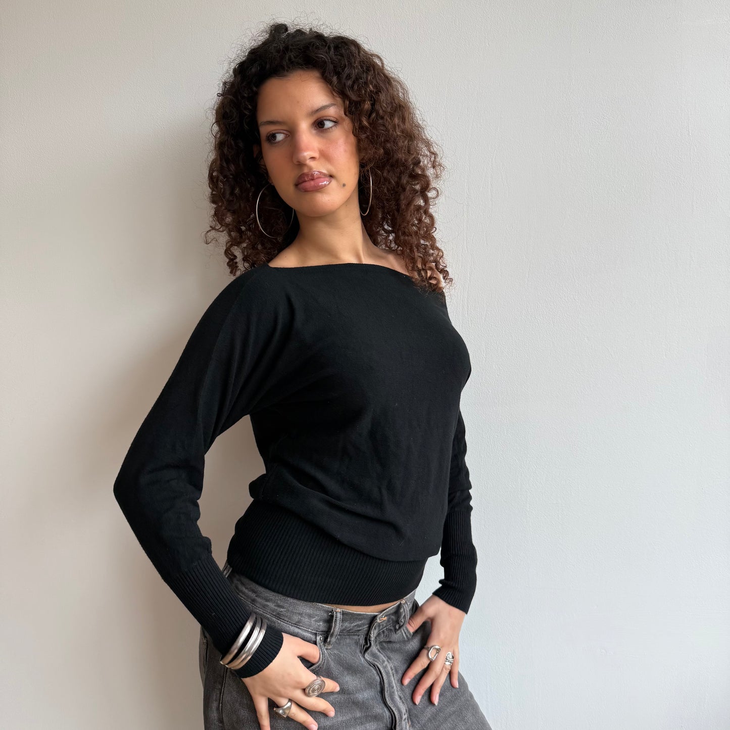 Black slouchy knit jumper - Size S/M